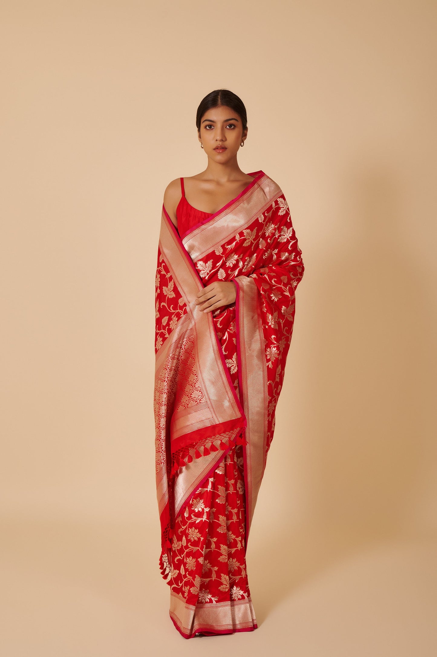 Handwoven Red Silk Sari