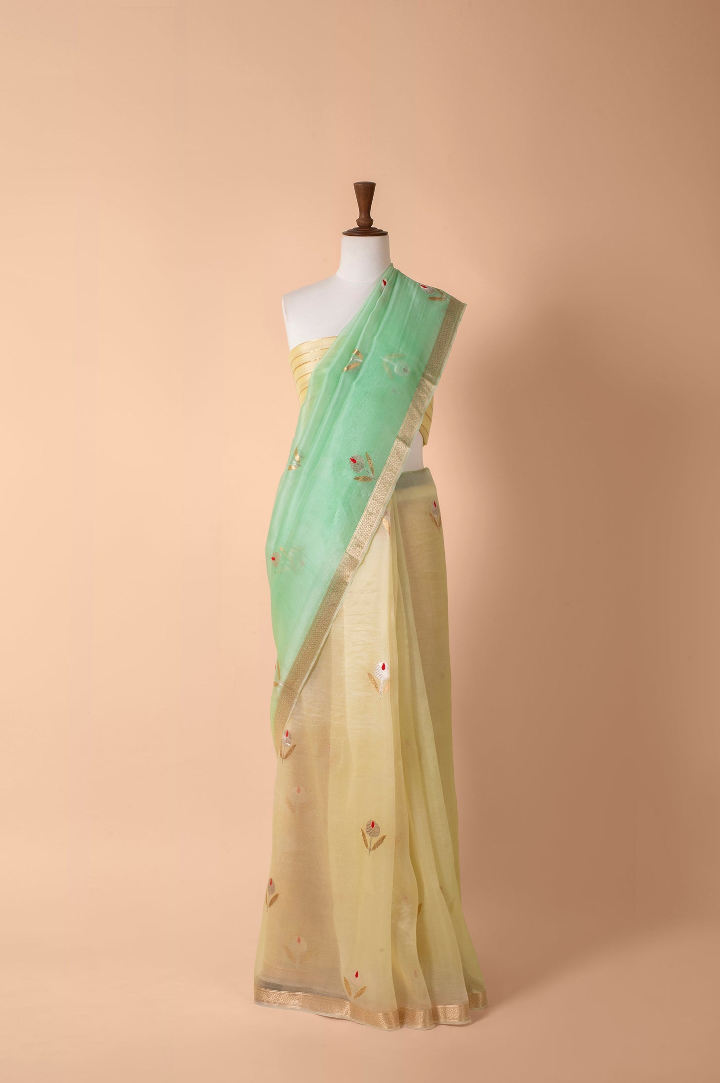 Handwoven Green Organza Sari