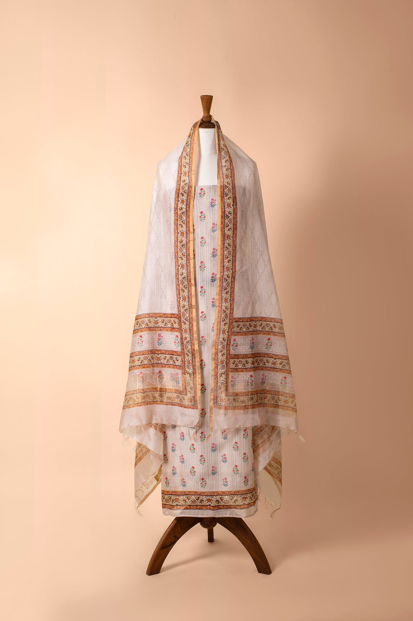 Handwoven Ivory Chanderi Suit Piece