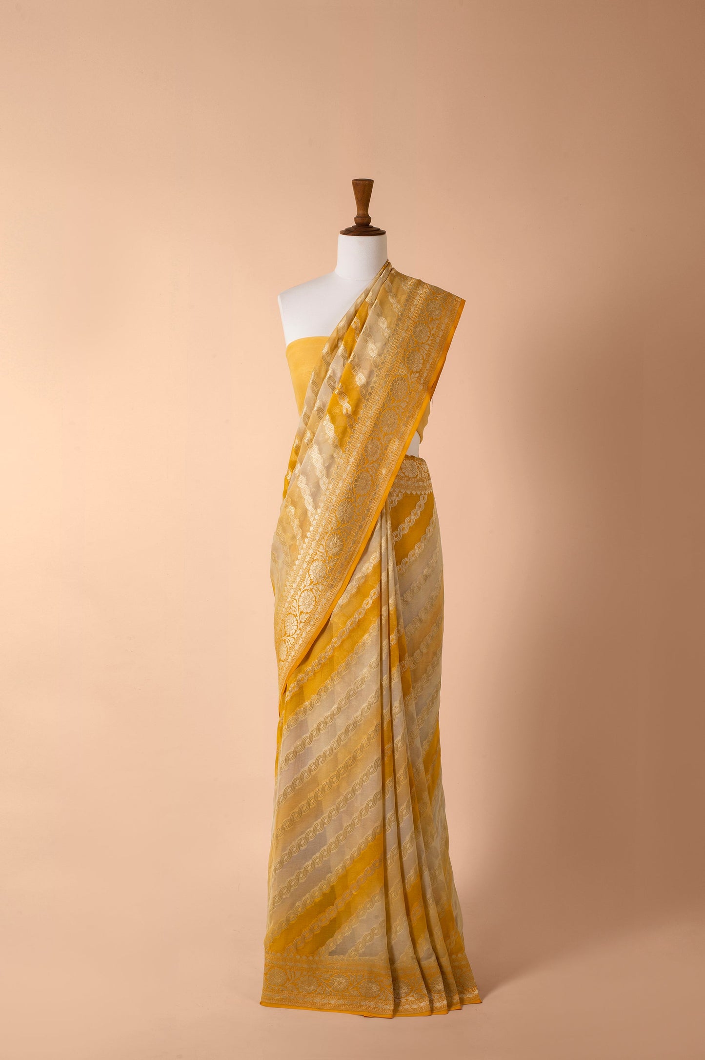 Handwoven Yellow Georgette Sari