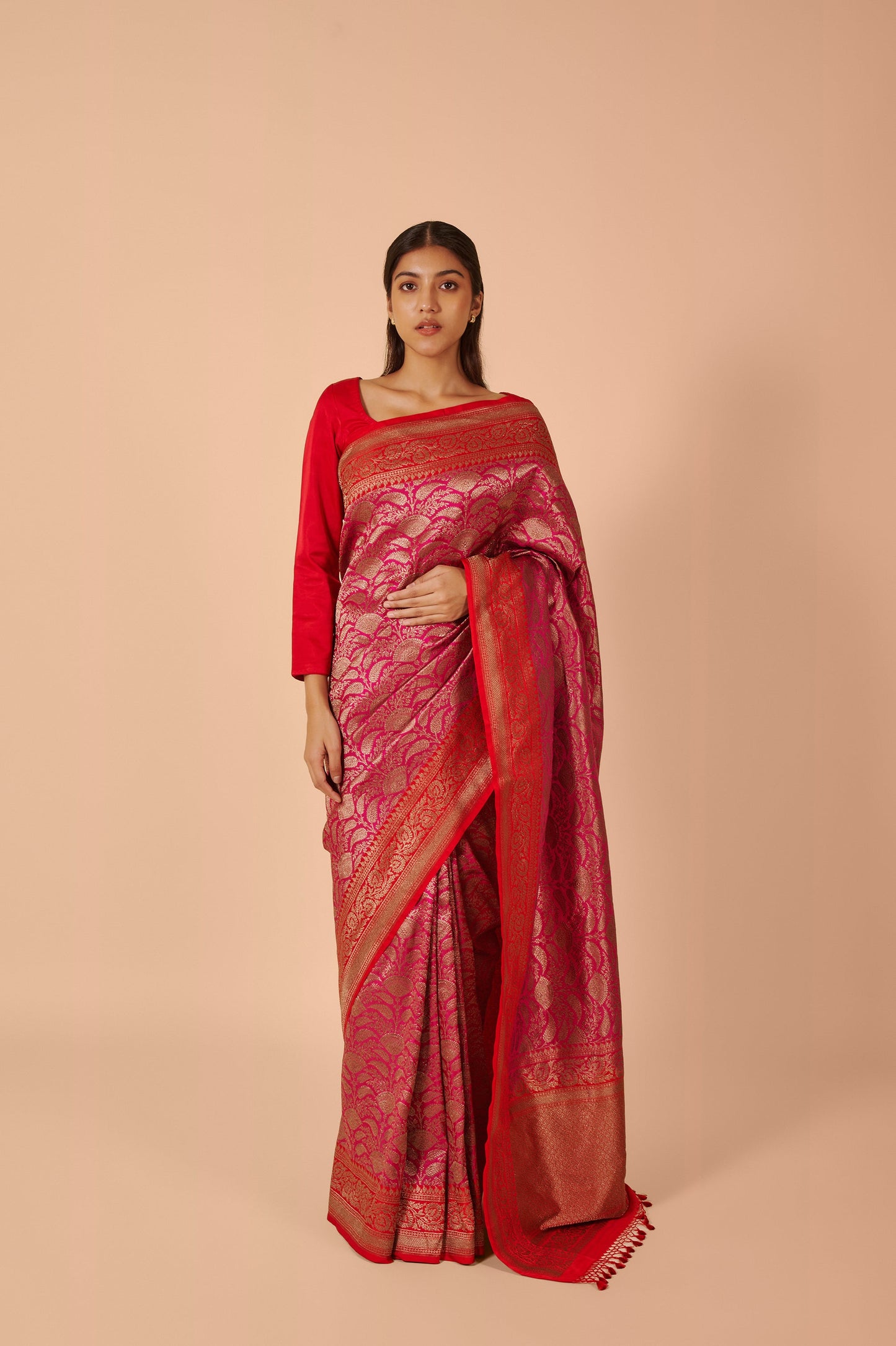 Handwoven Pink Silk Sari