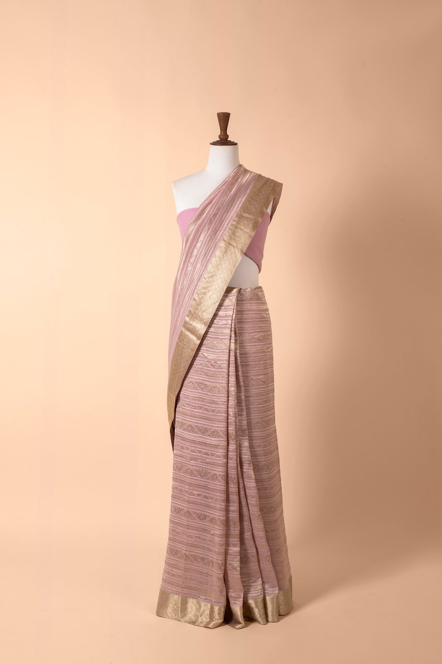 Handwoven Mauve Georgette Sari