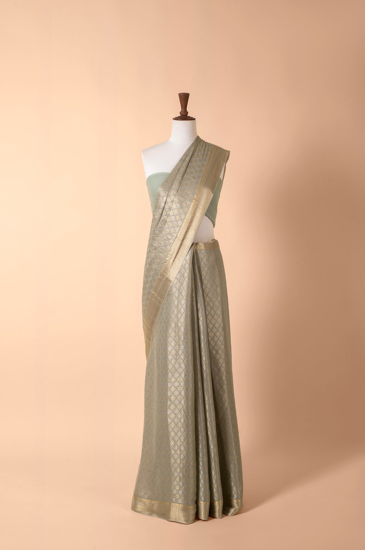 Handwoven Green Georgette Sari