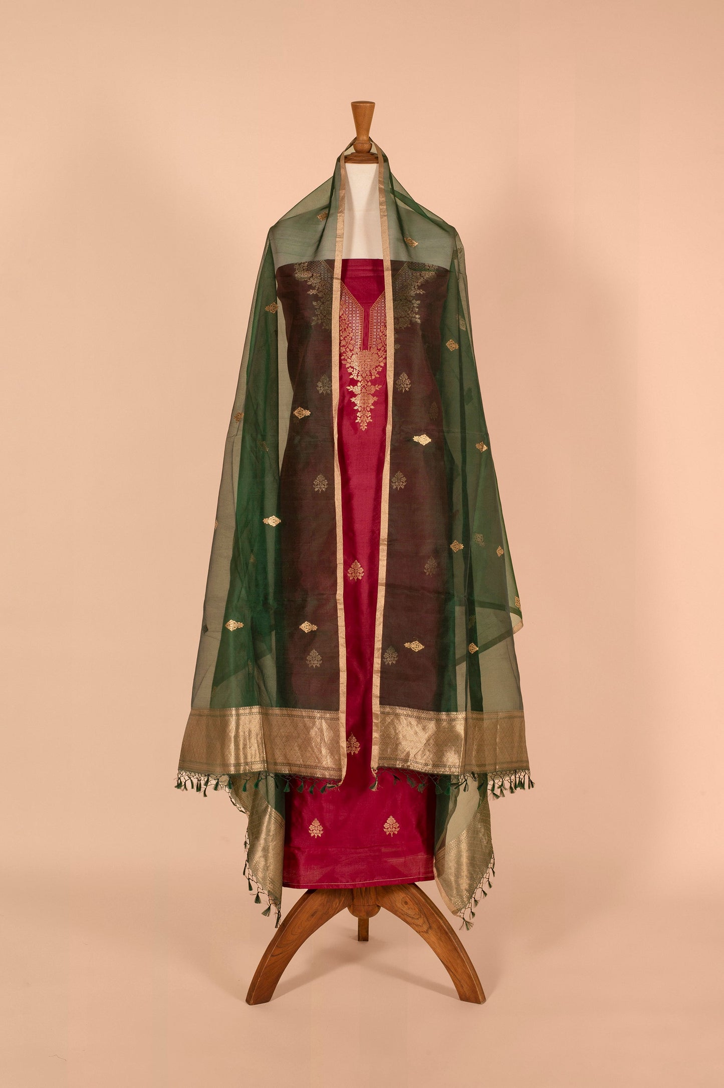 Handwoven Garnet Silk Suit Piece