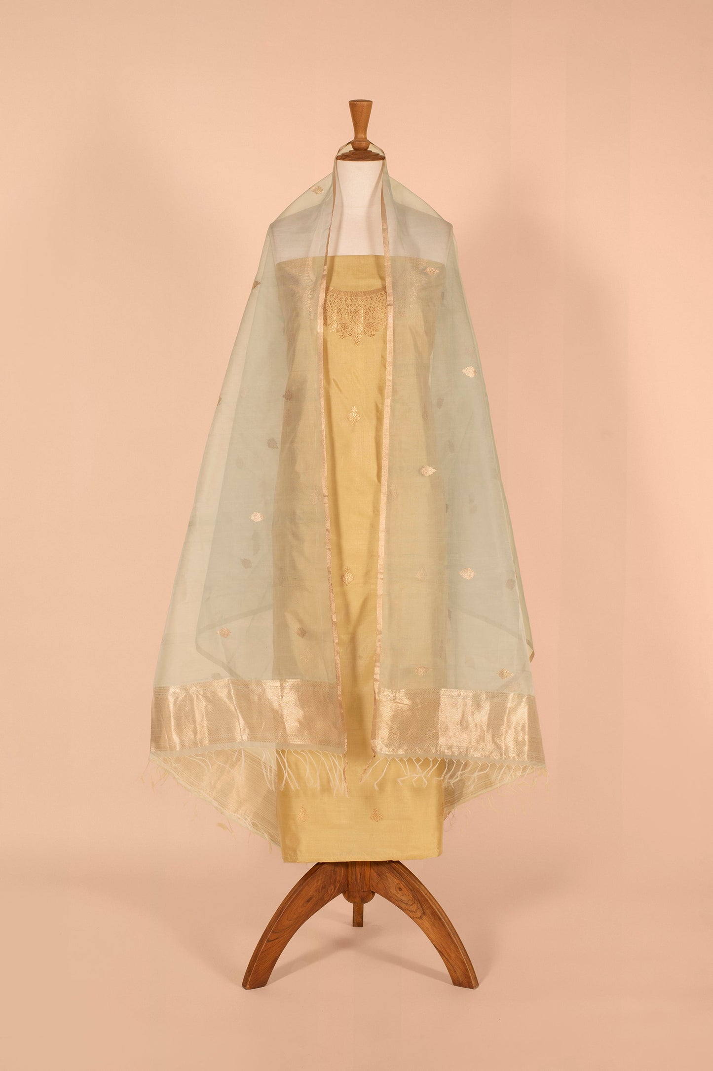 Handwoven Green Silk Suit Piece