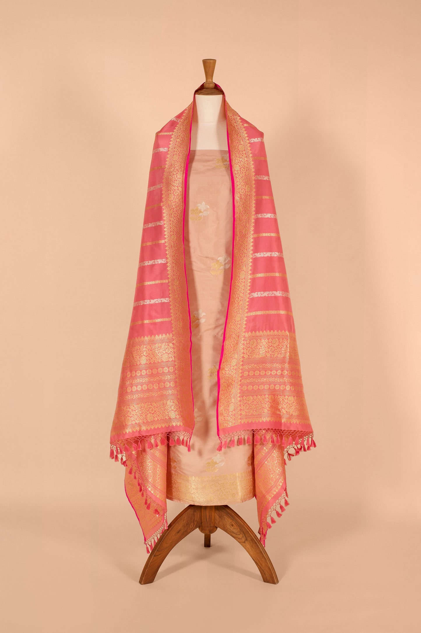 Handwoven Beige Silk Suit Piece