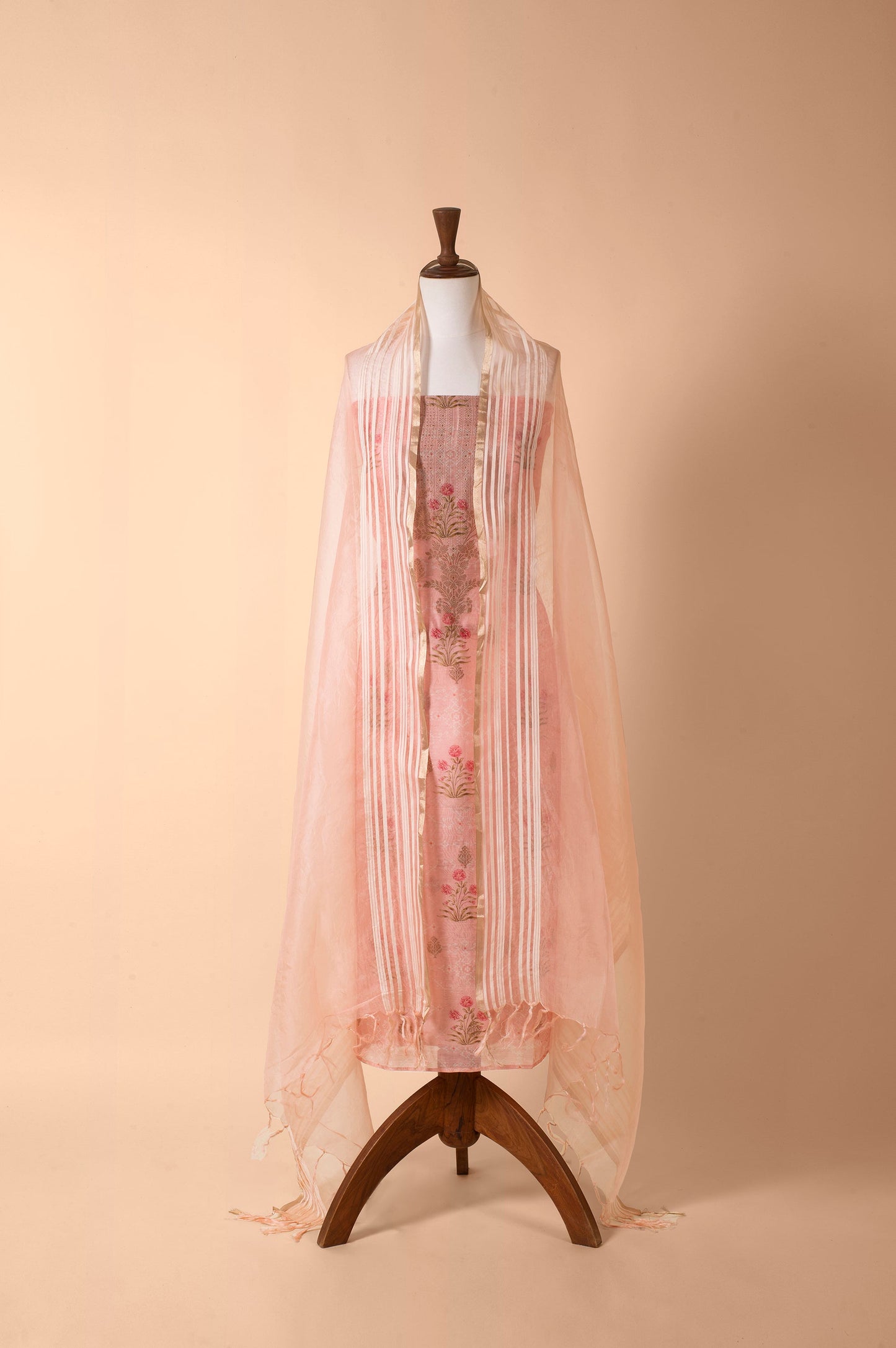 Handwoven Pink Chanderi Suit Piece