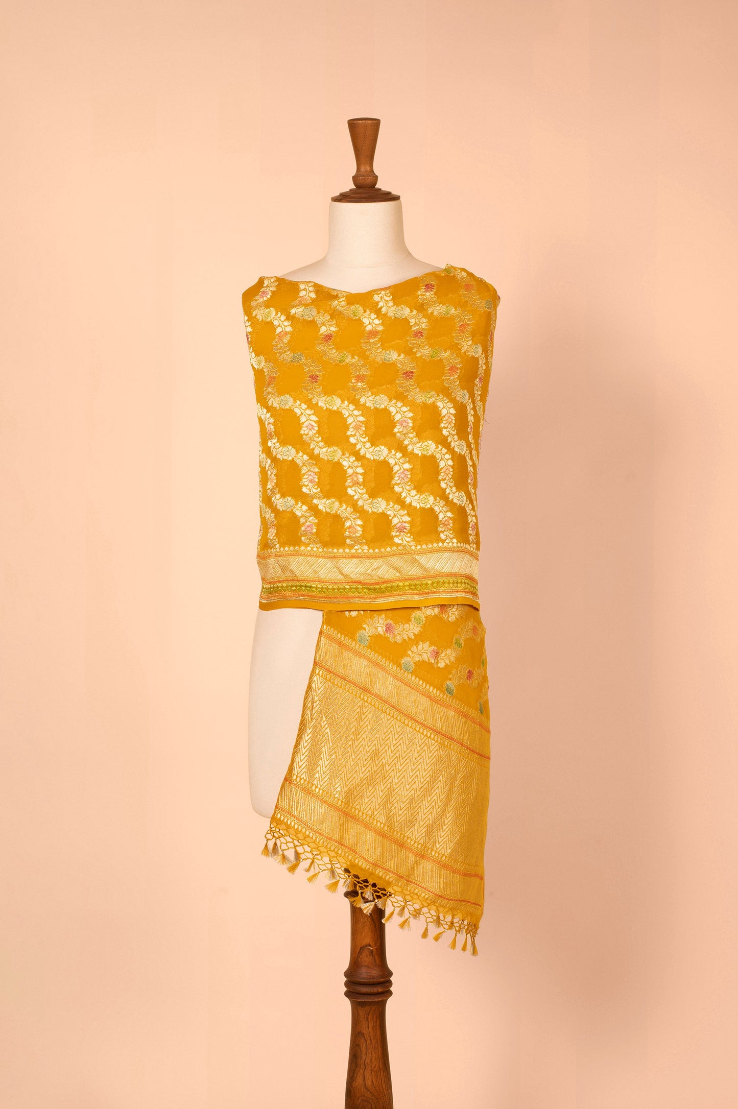 Handwoven Mustard Georgette Dupatta