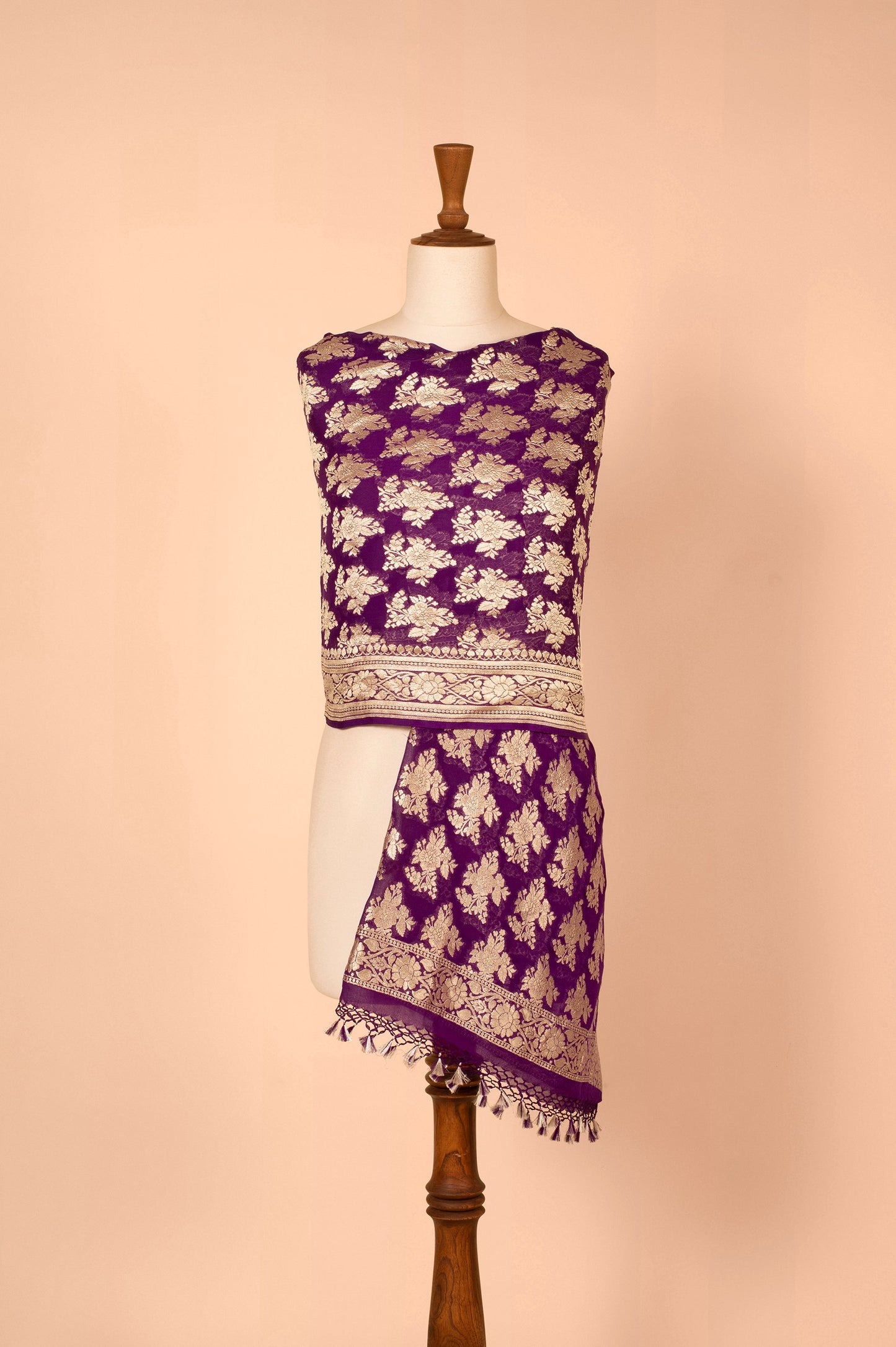 Handwoven Purple Georgette Dupatta