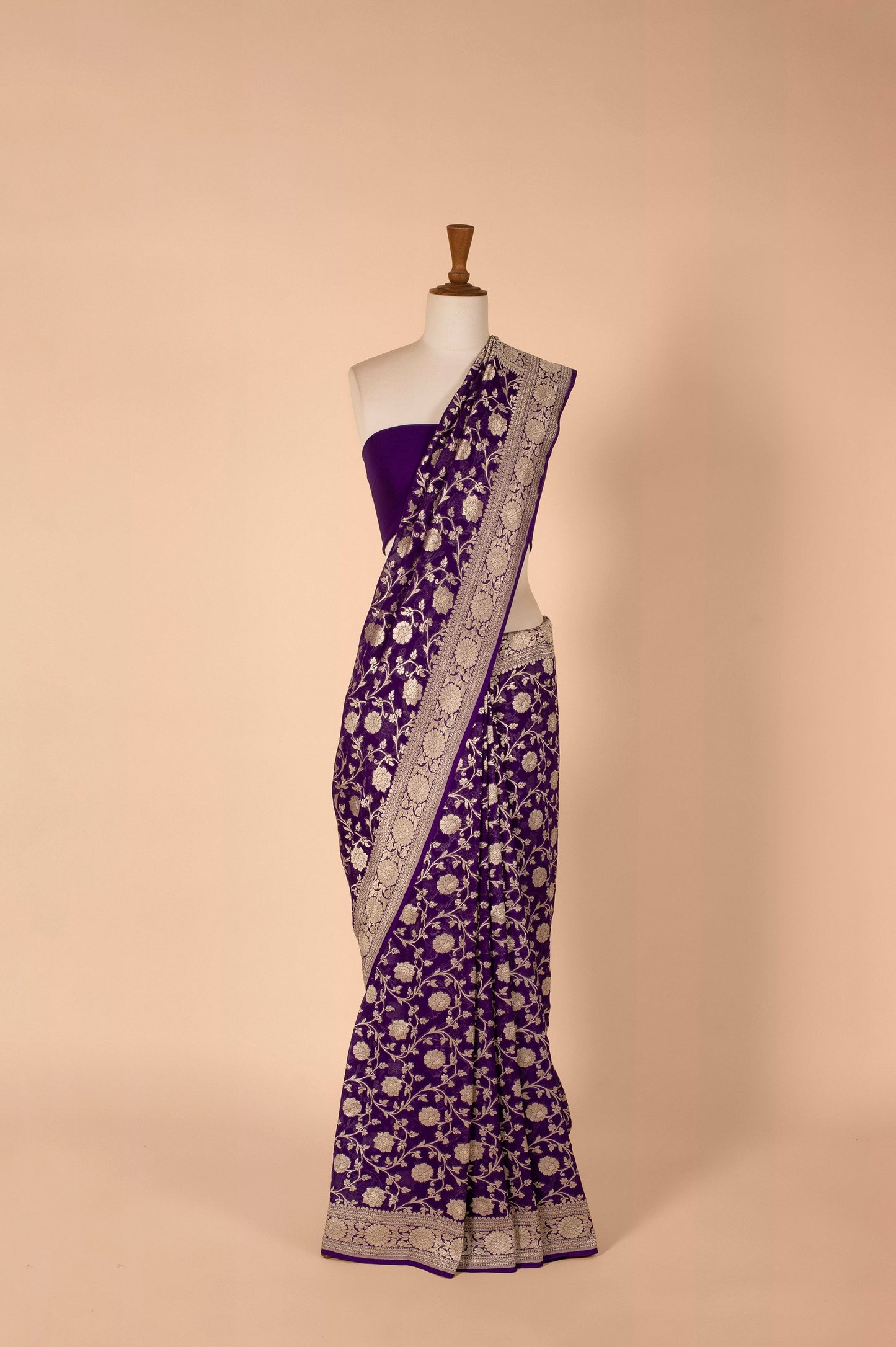 Handwoven Purple Georgette Sari