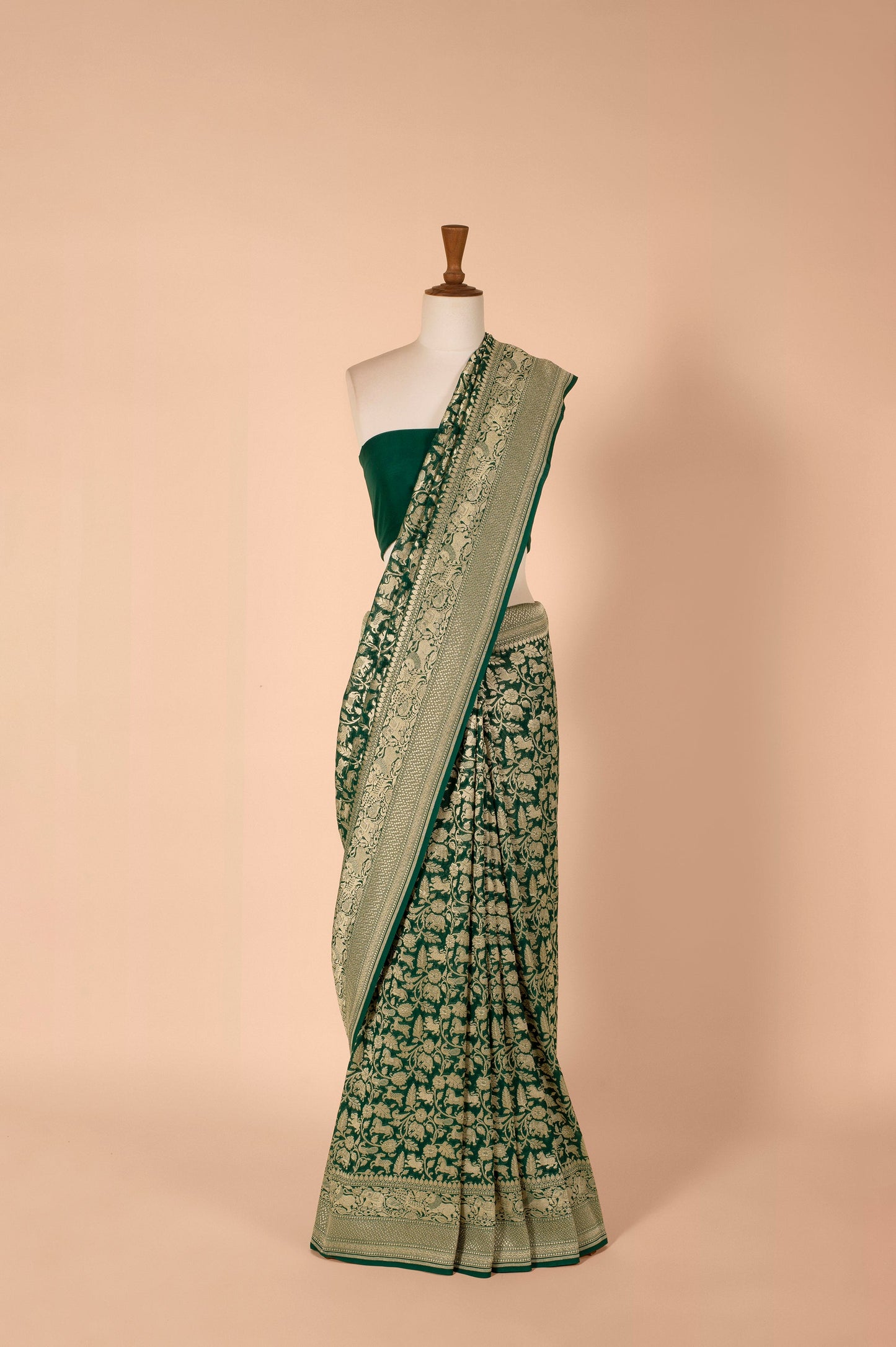 Handwoven Green Georgette Sari