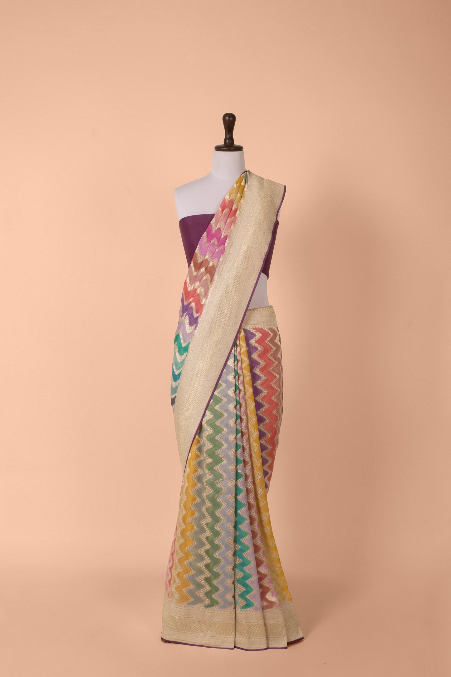 Handwoven Multicolor Georgette Saree