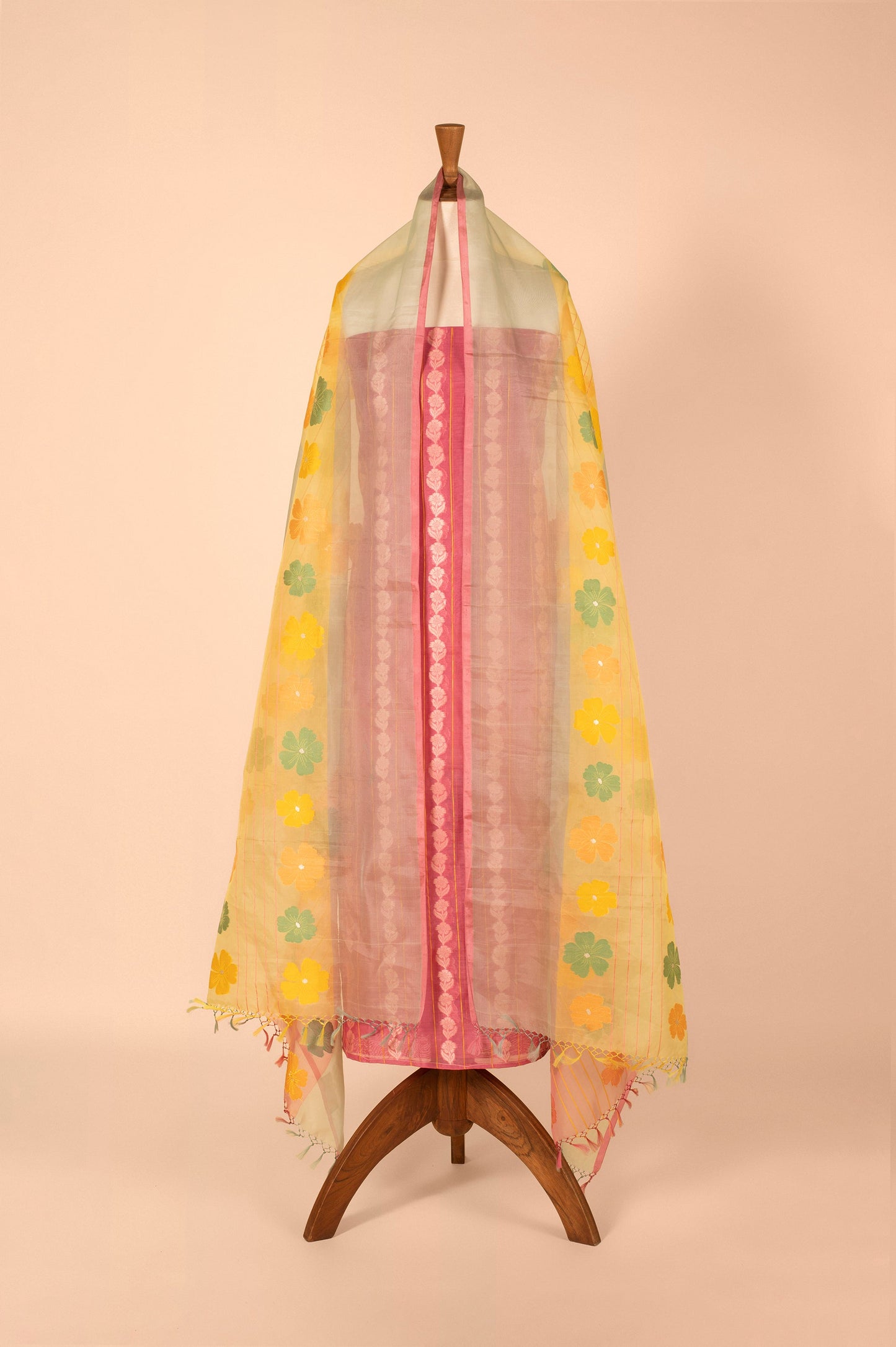 Handwoven Pink Silk Suit Piece