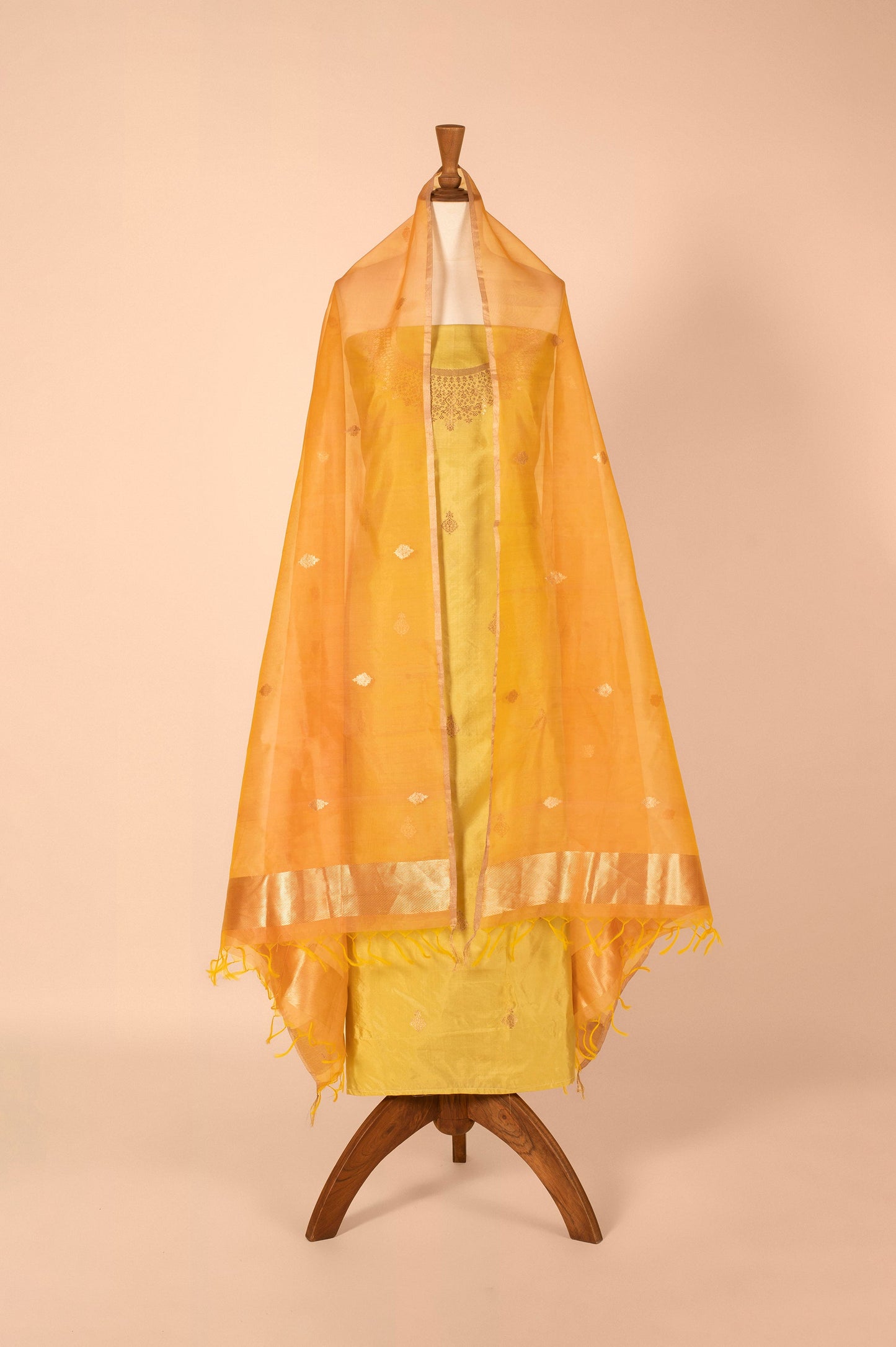 Handwoven Green Silk Suit Piece