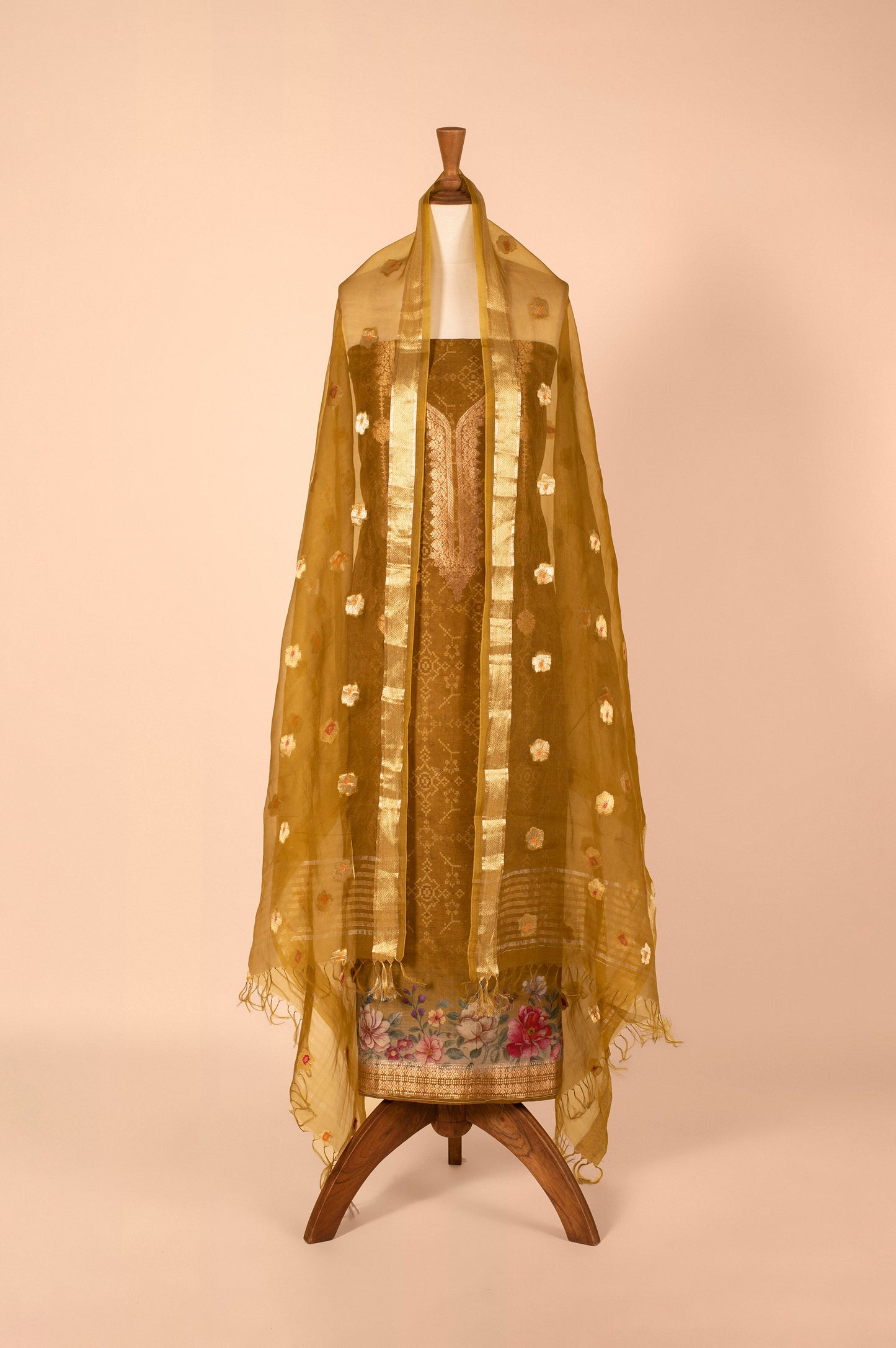 Handwoven Mustard Chanderi Suit Piece