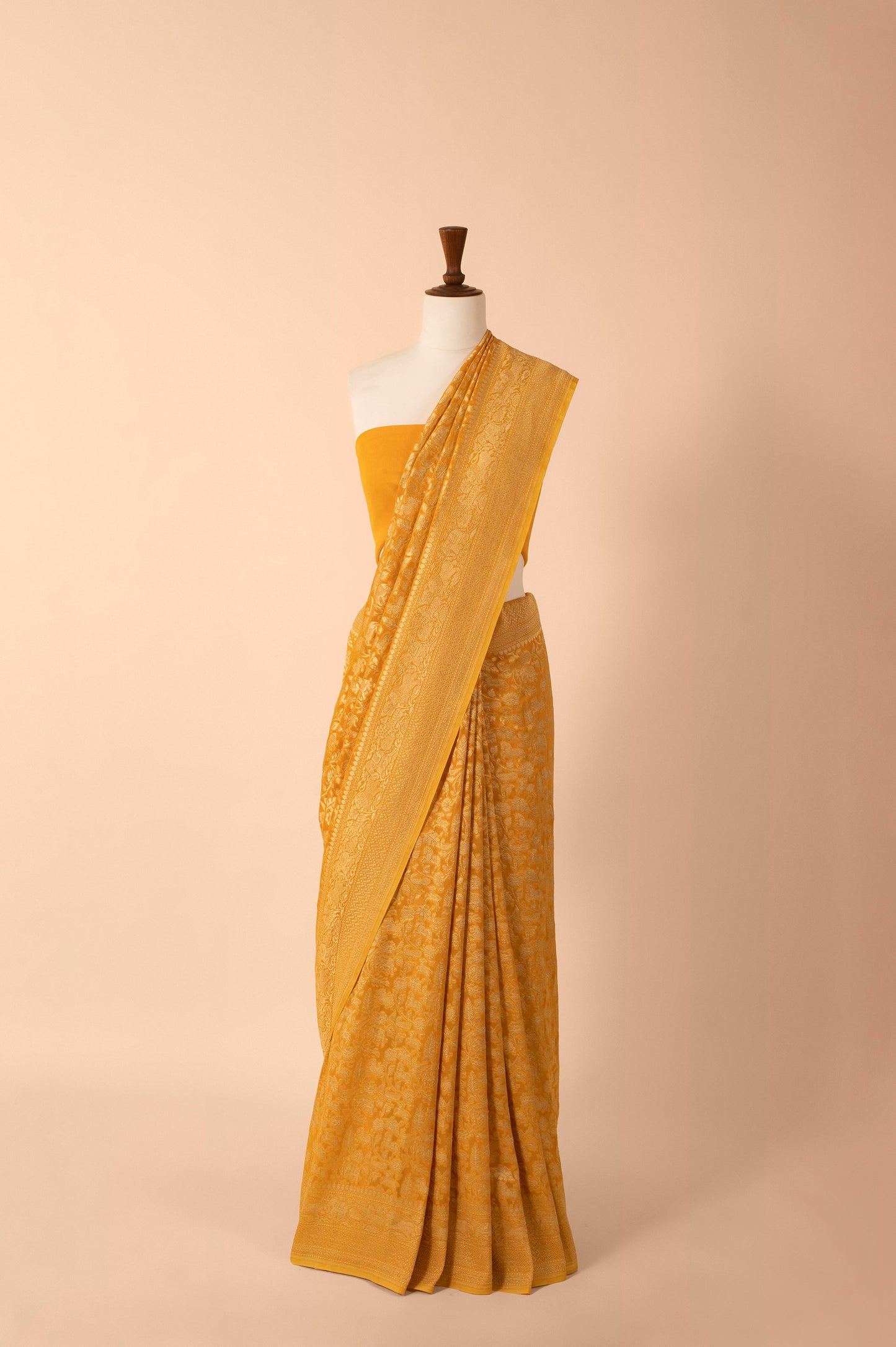 Handwoven Yellow Georgette Sari
