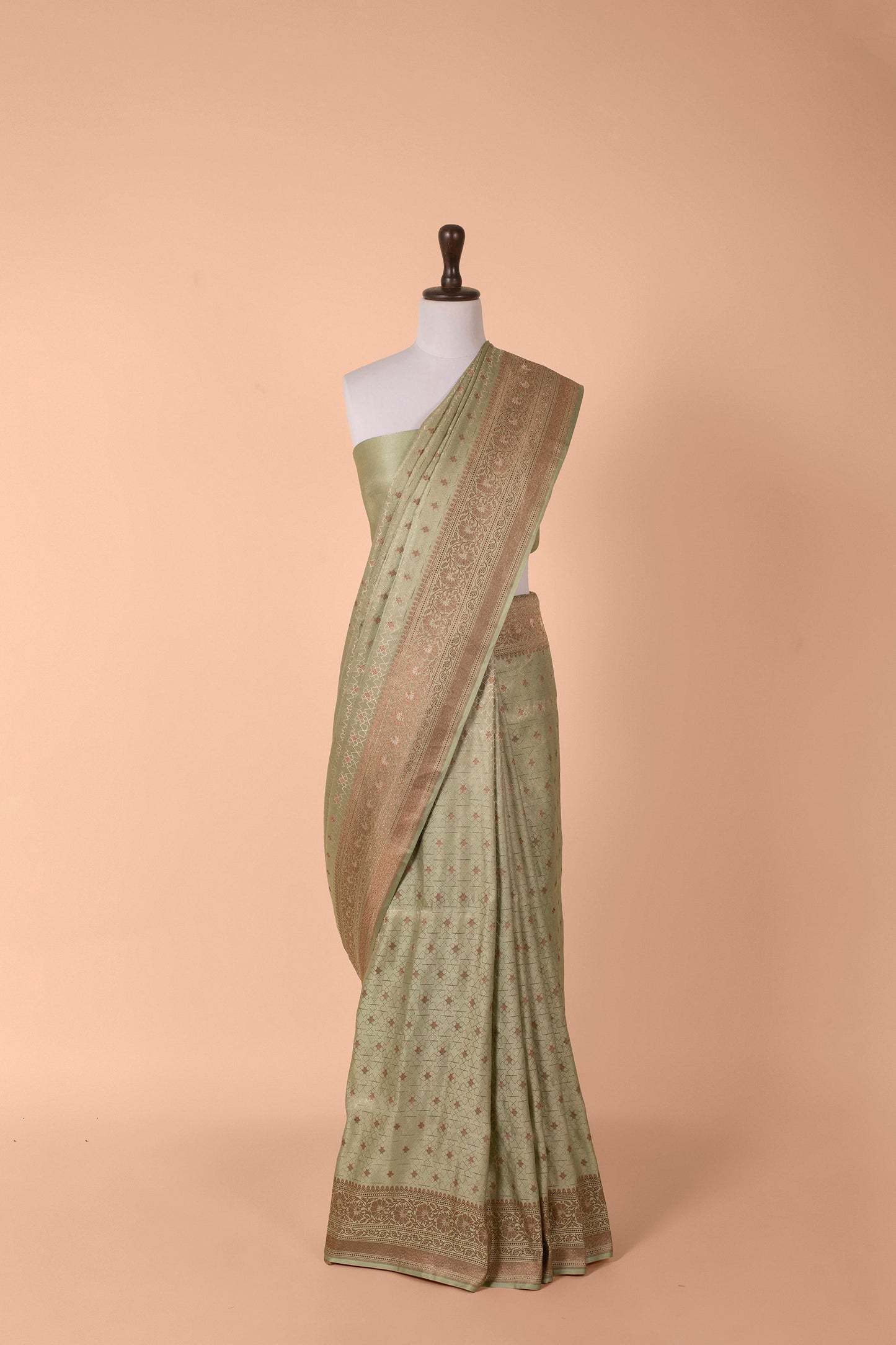 Handwoven Green Satin Silk Saree