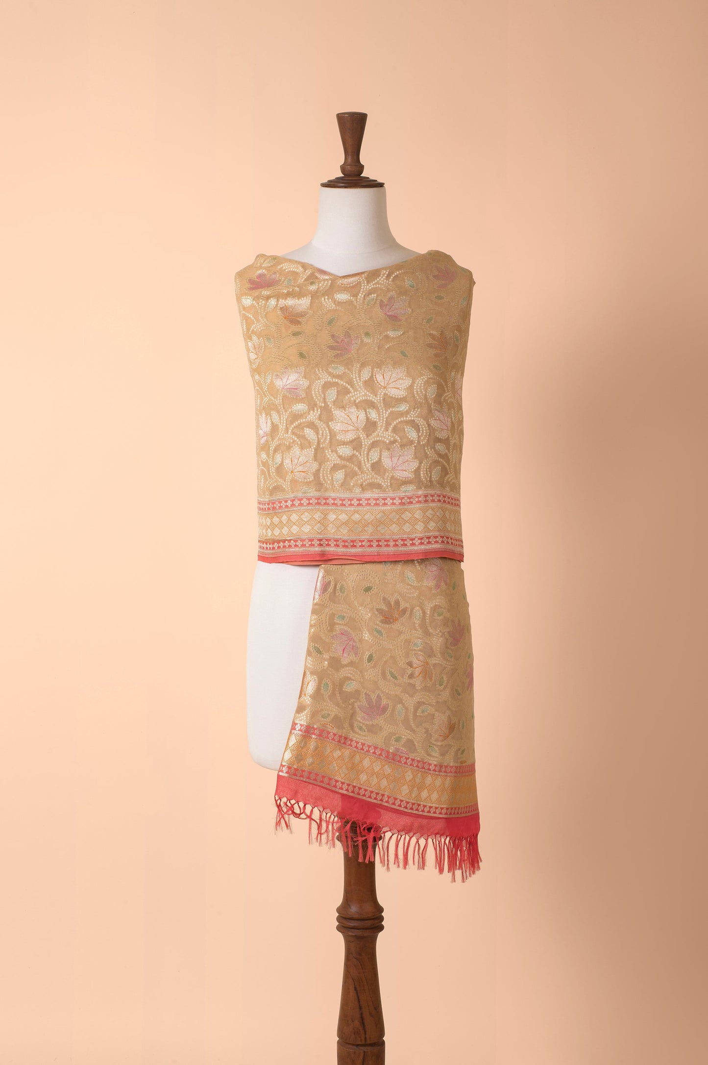 Handwoven Beige Georgette Dupatta