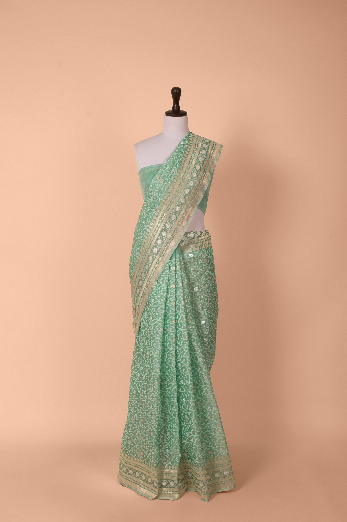 Handwoven Green Organza Saree
