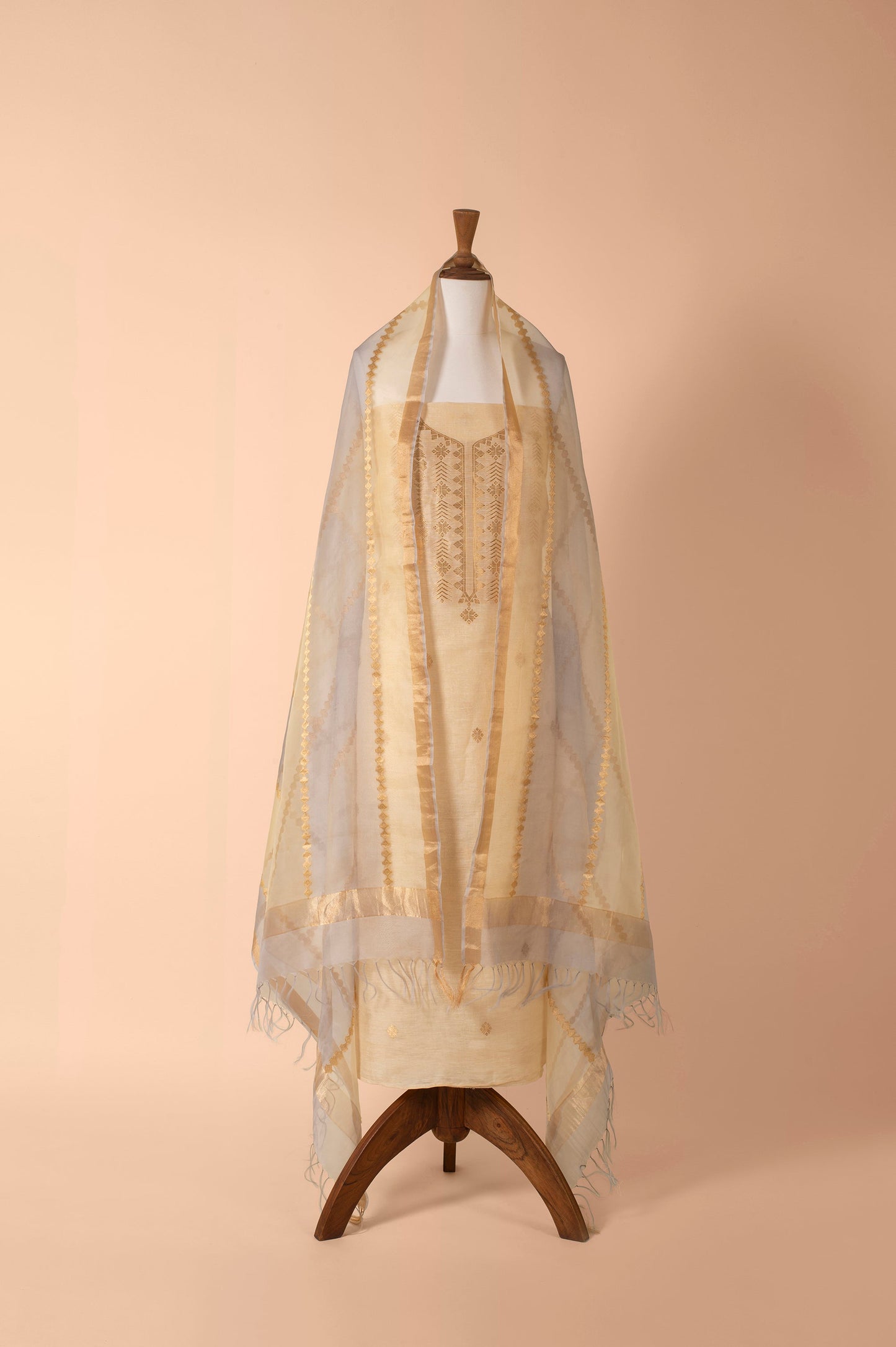 Handwoven Beige Linen Suit Piece