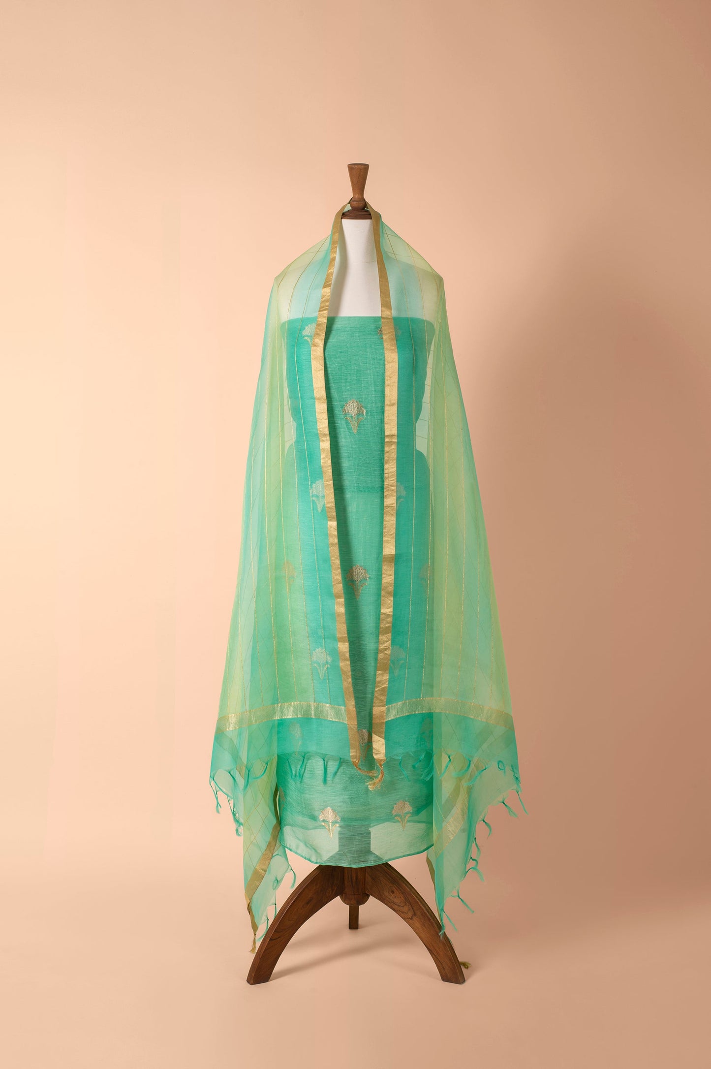 Handwoven Green Linen Suit Piece