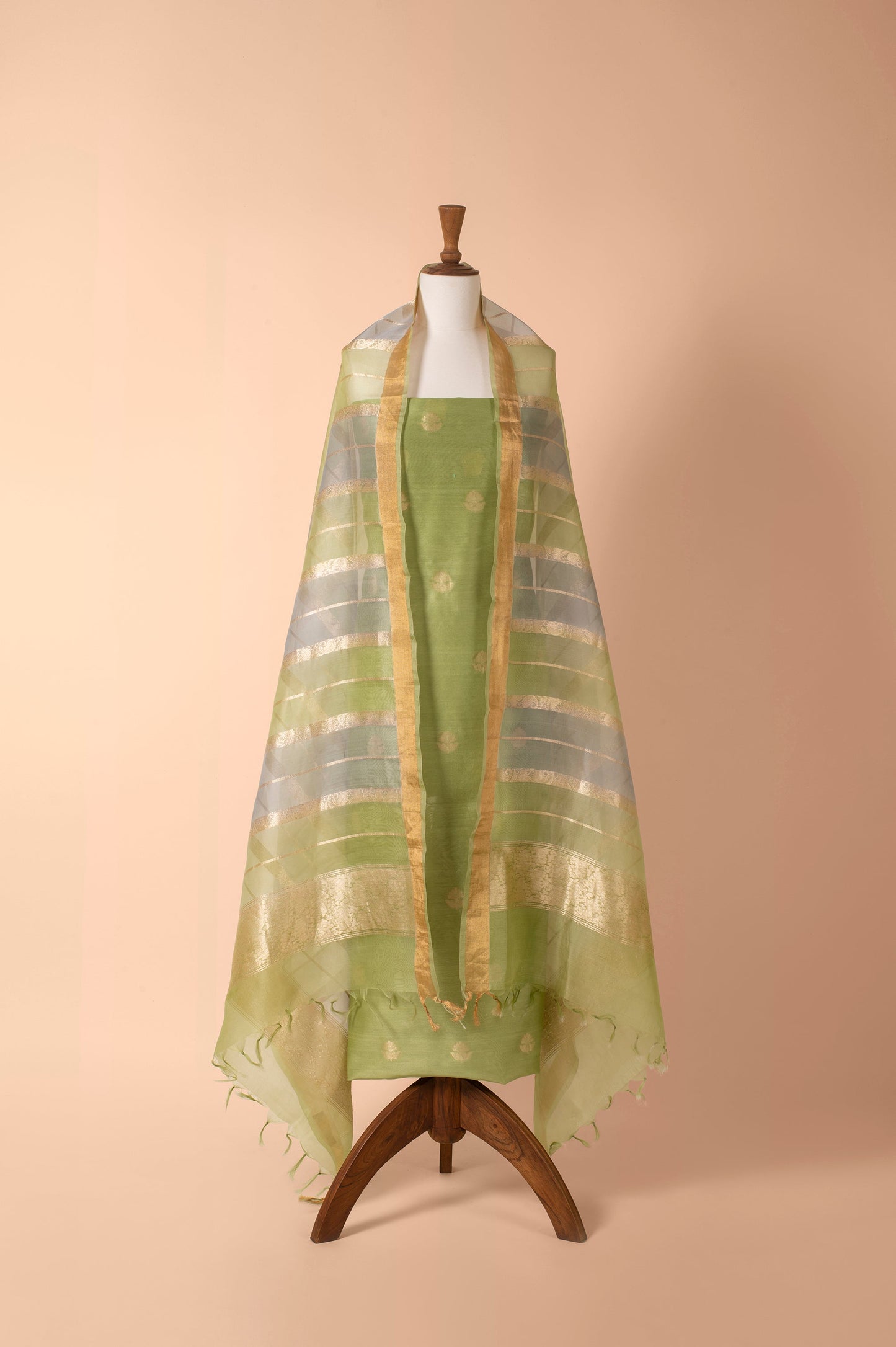 Handwoven Green Linen Suit Piece