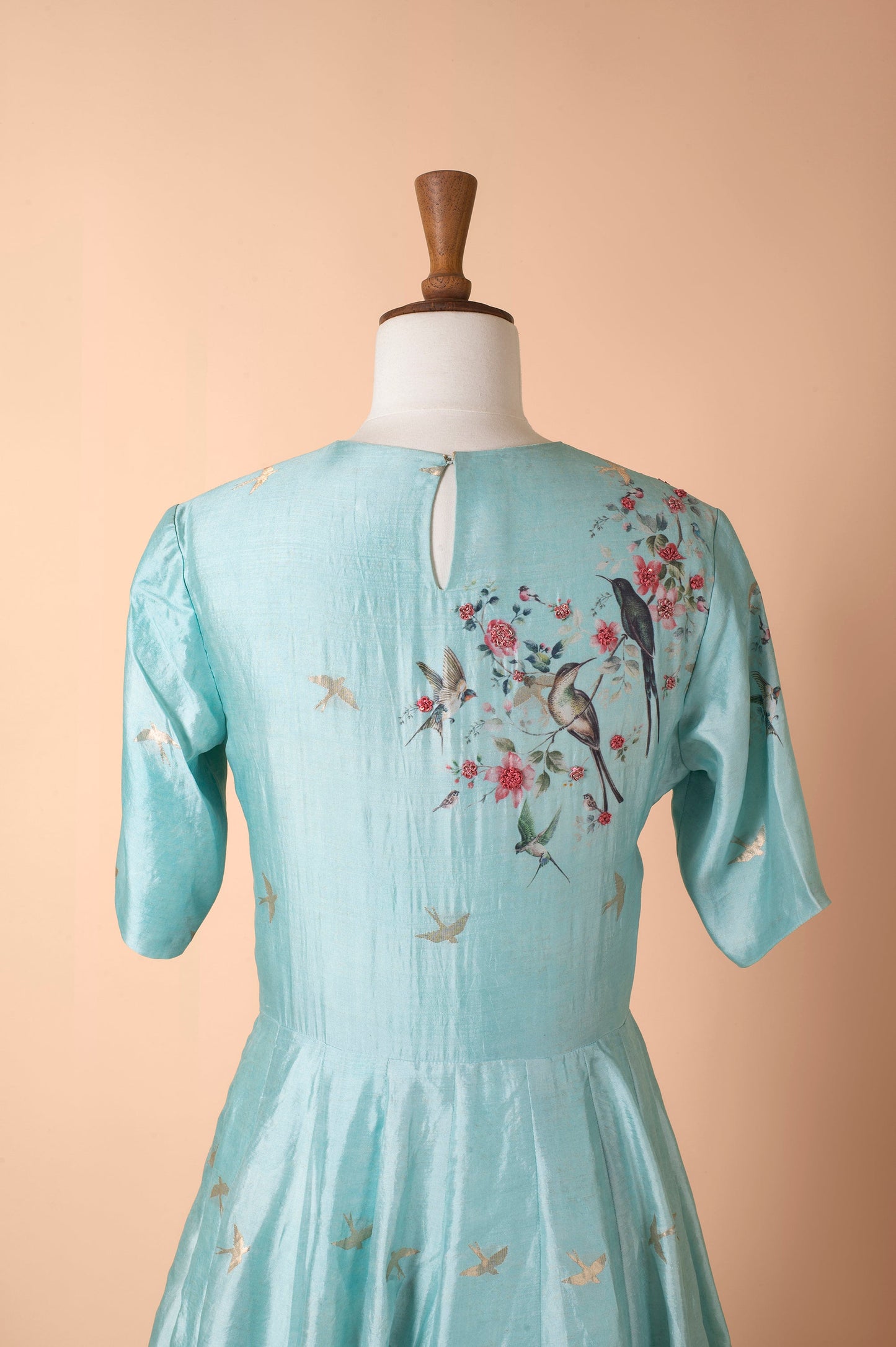 Handwoven Light Blue Silk Anarkali