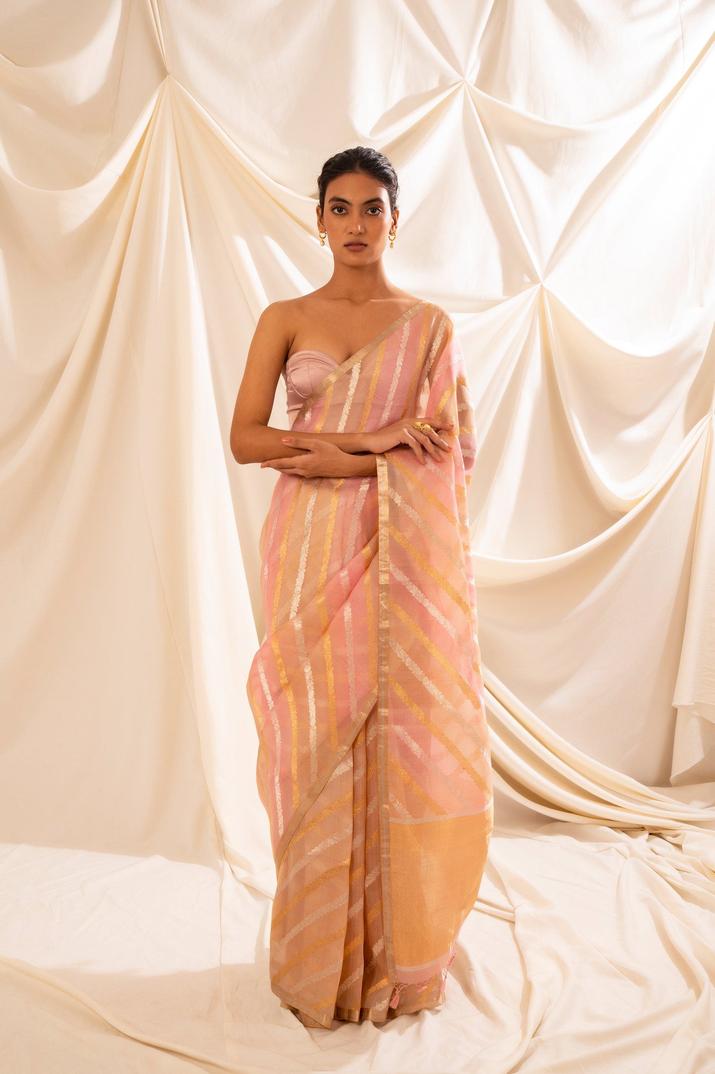 Handwoven Multicolor Organza Sari
