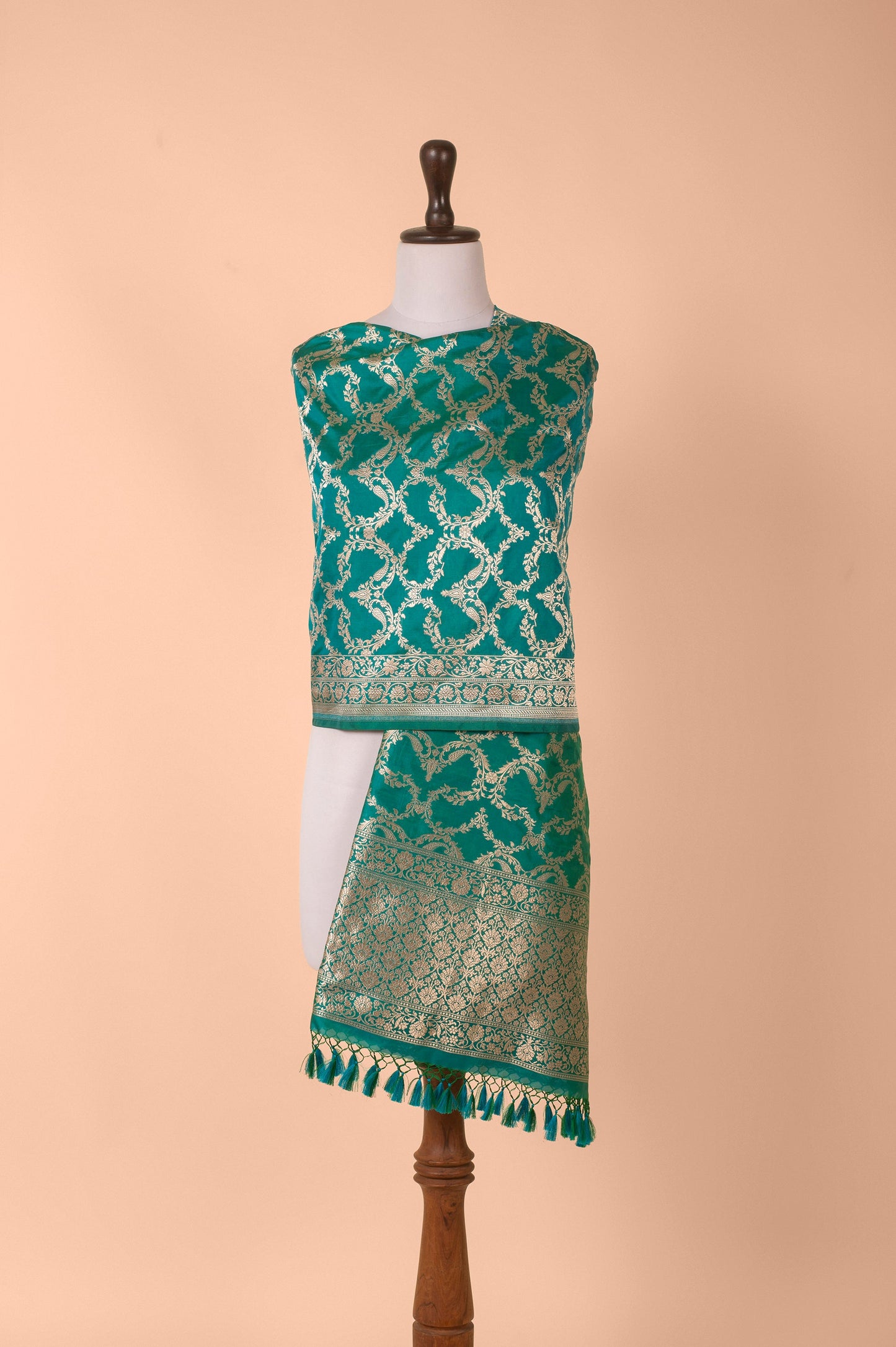 Handwoven Green Silk Dupatta