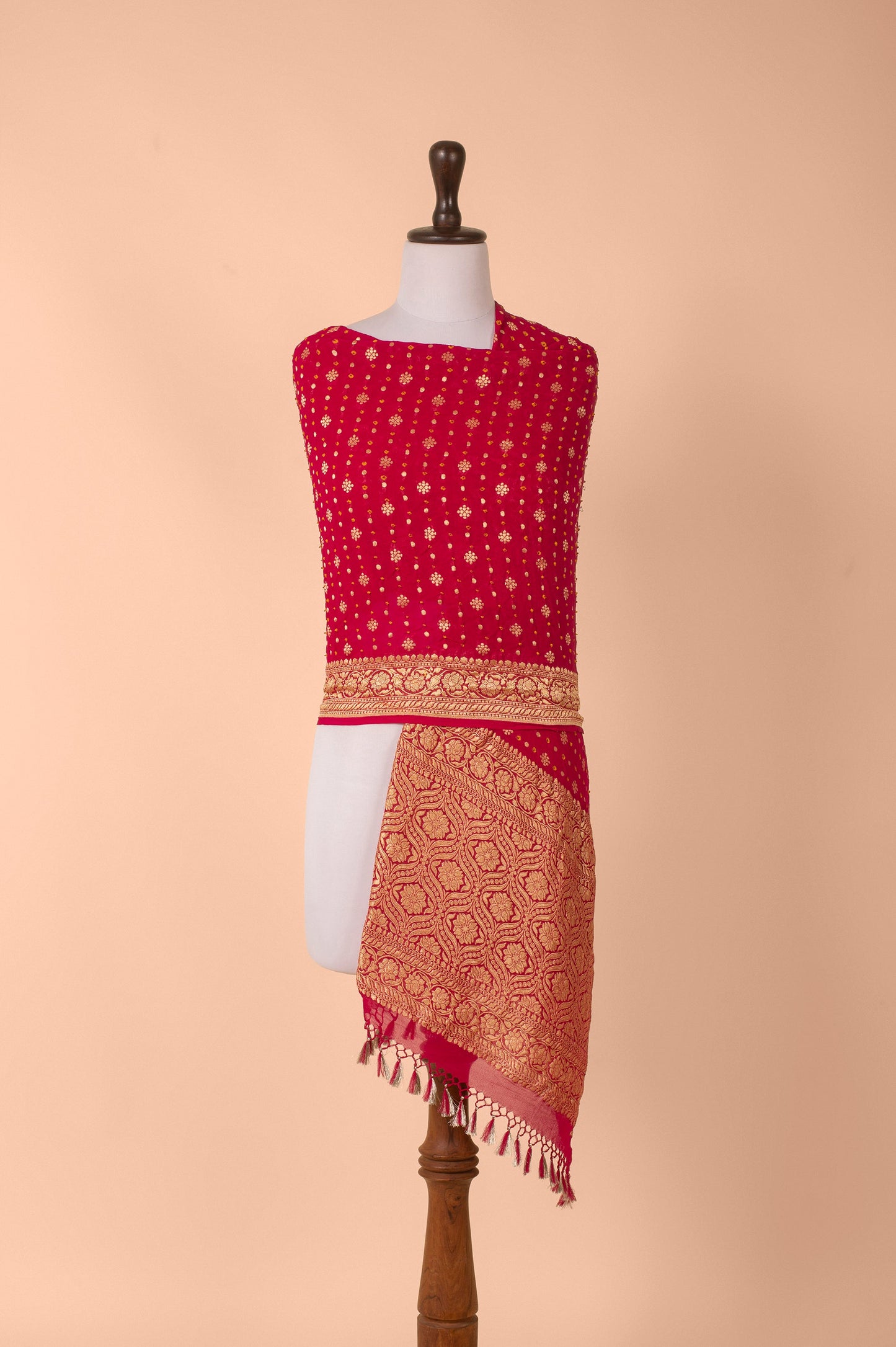 Handwoven Pink Georgette Dupatta