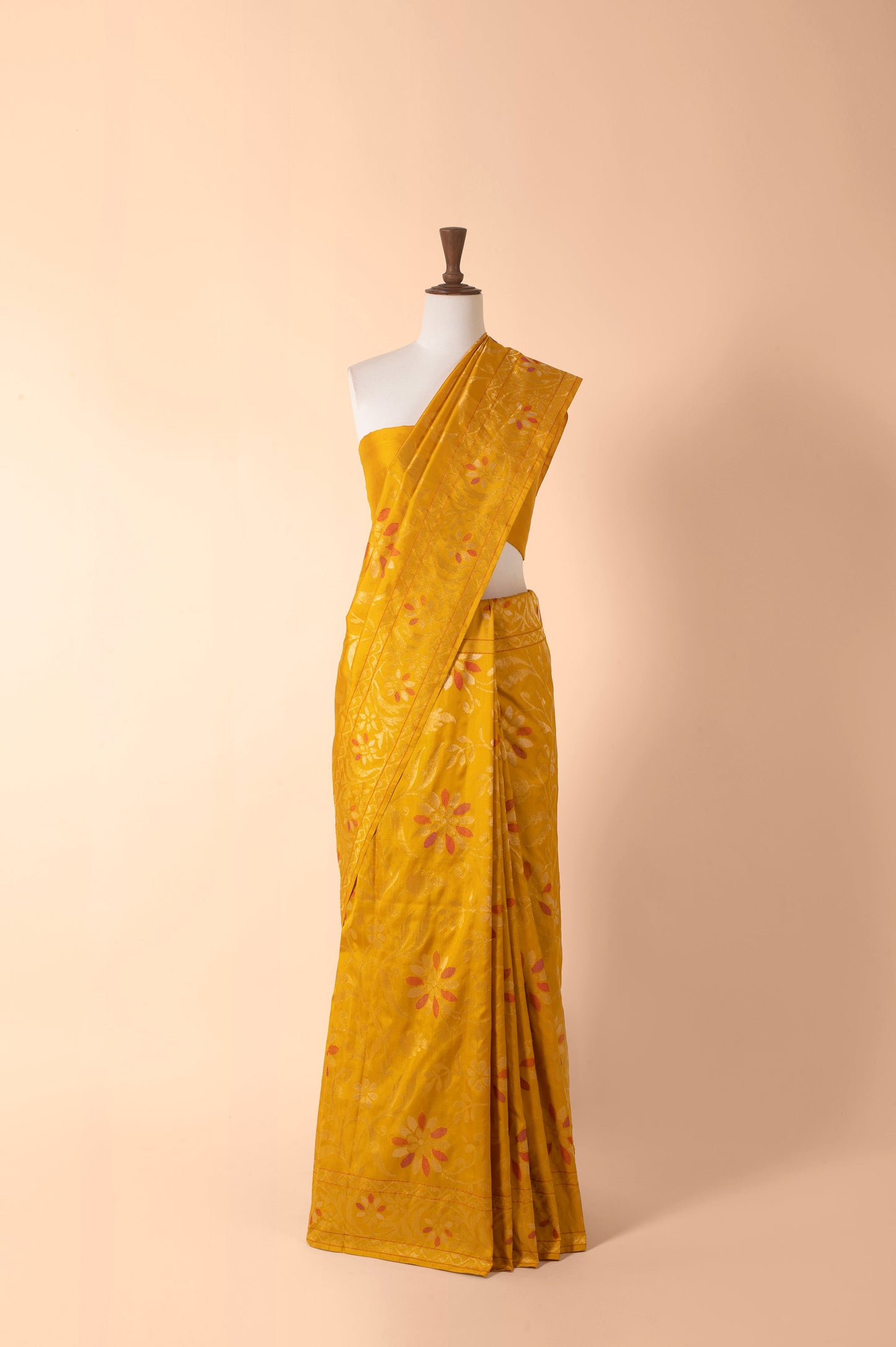 Handwoven Yellow Real Zari Jamdani Silk Saree