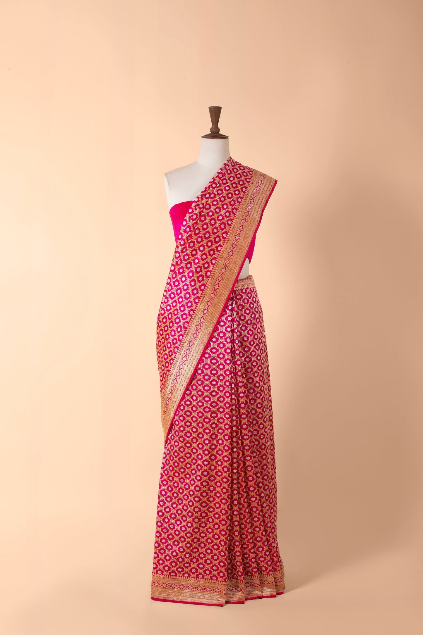 Handwoven Pink Real Zari Silk Saree