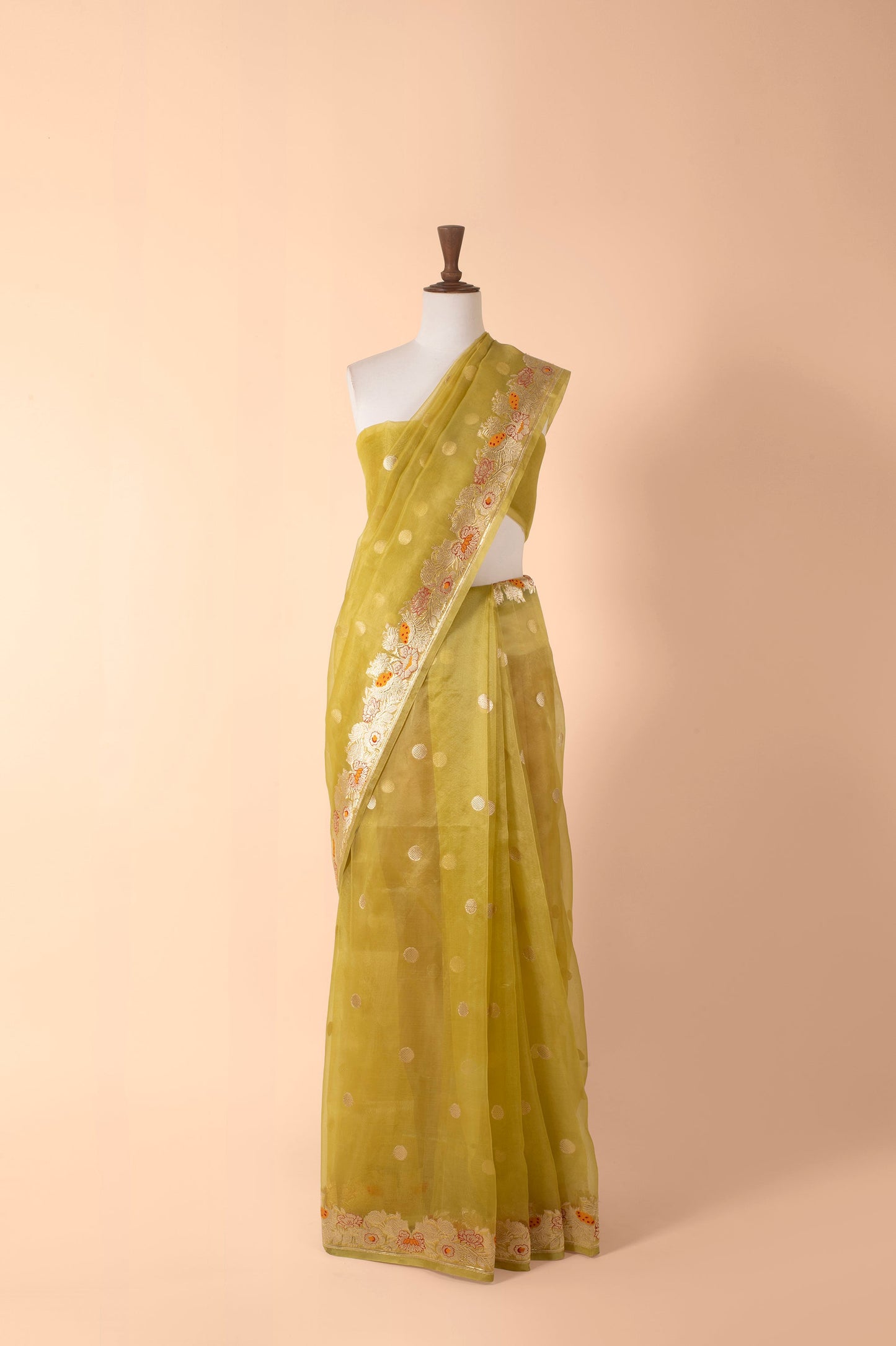 Handwoven Mustard Organza Sari