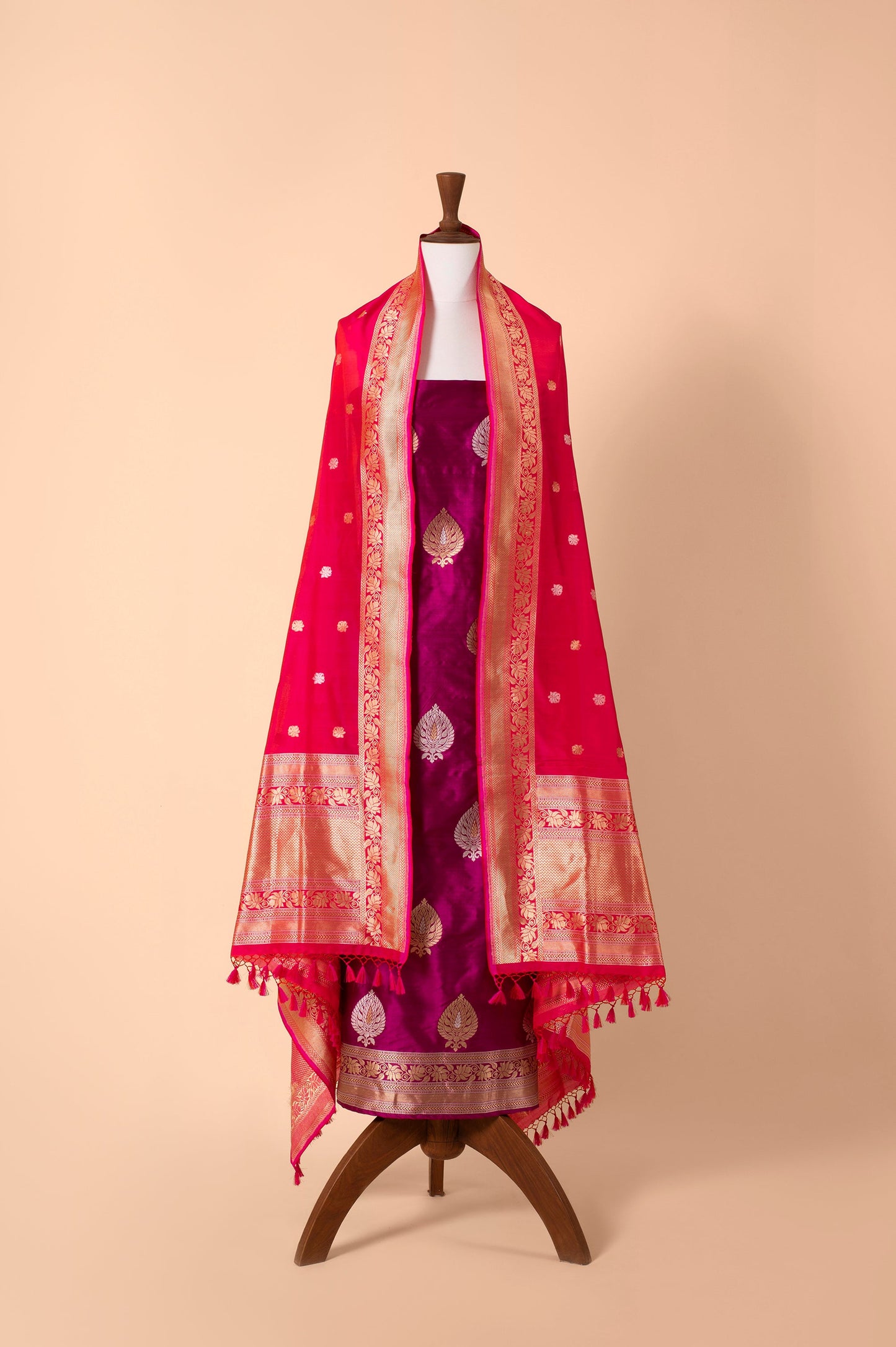 Handwoven Garnet Silk Suit Piece
