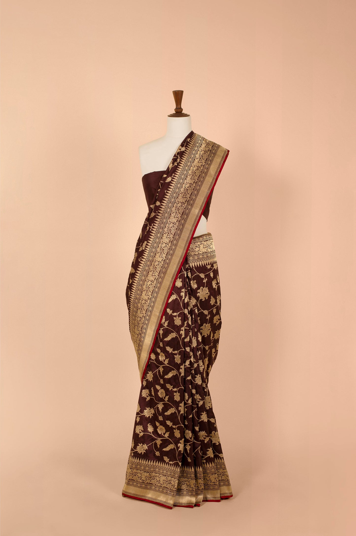 Handwoven Brown Silk Sari
