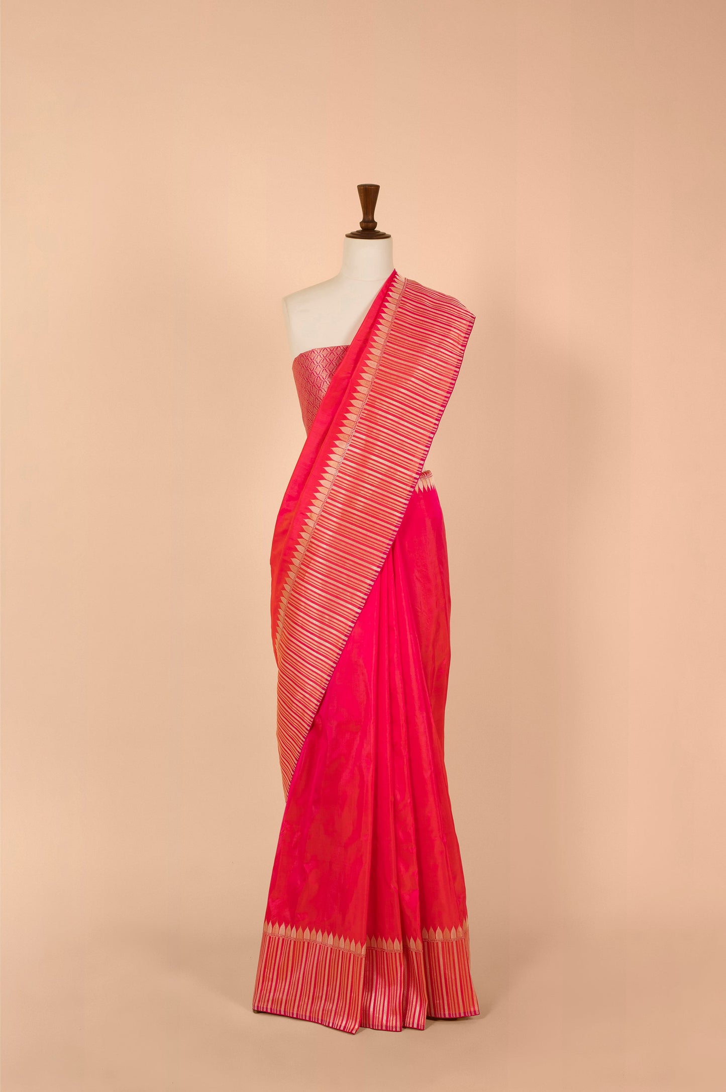 Handwoven Pink Silk Sari