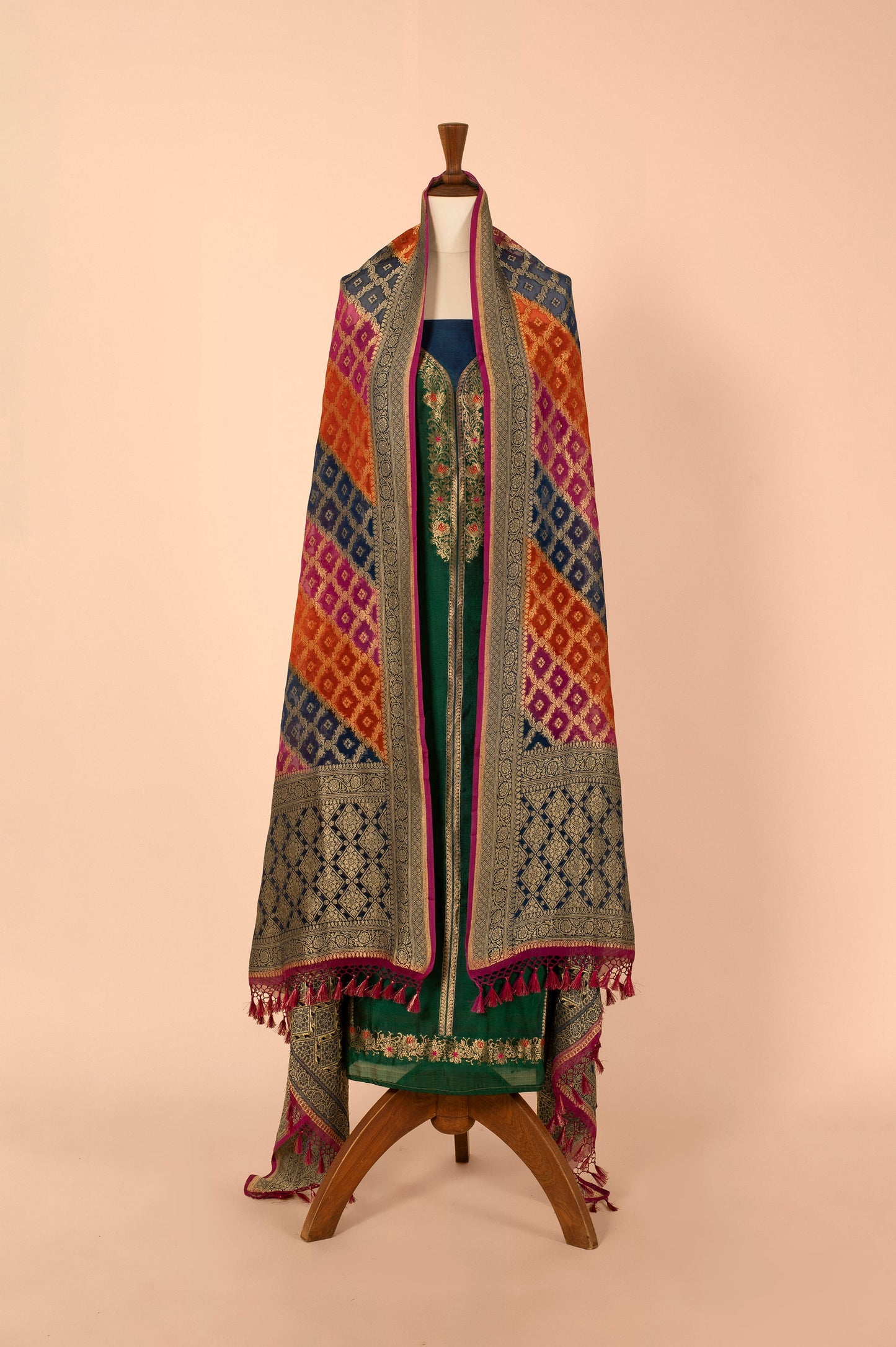 Handwoven Multicolor Silk Suit Piece