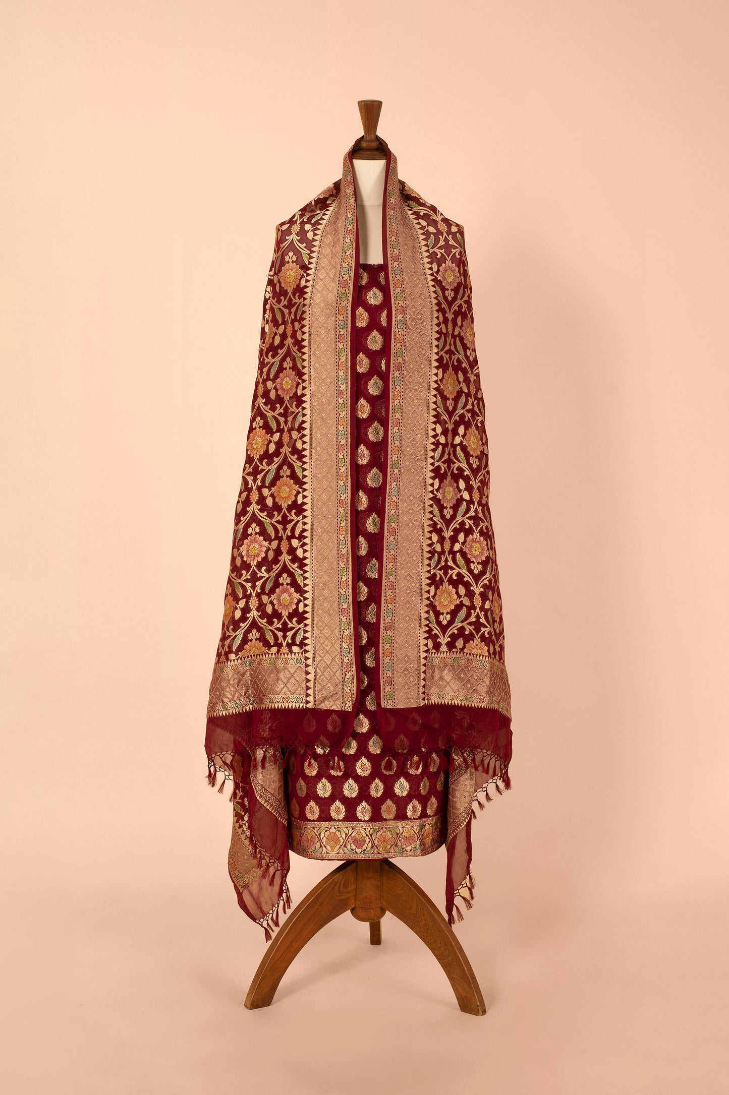 Handwoven Garnet Georgette Suit Piece
