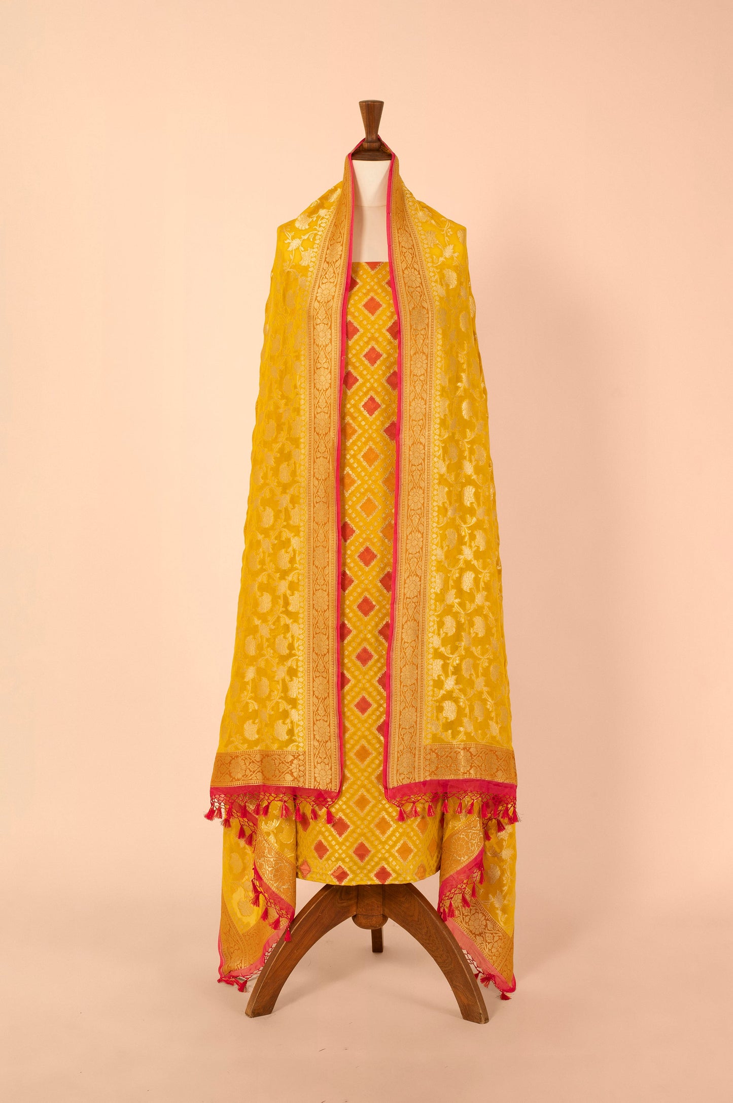 Handwoven Yellow Georgette Suit Piece
