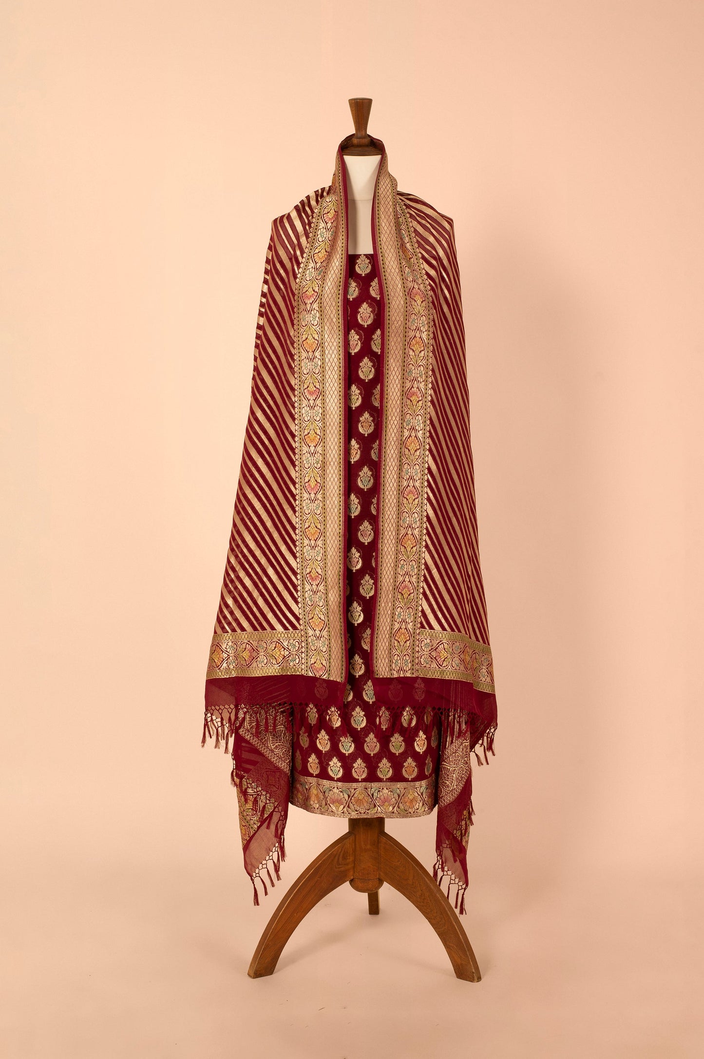 Handwoven Garnet Georgette Suit Piece