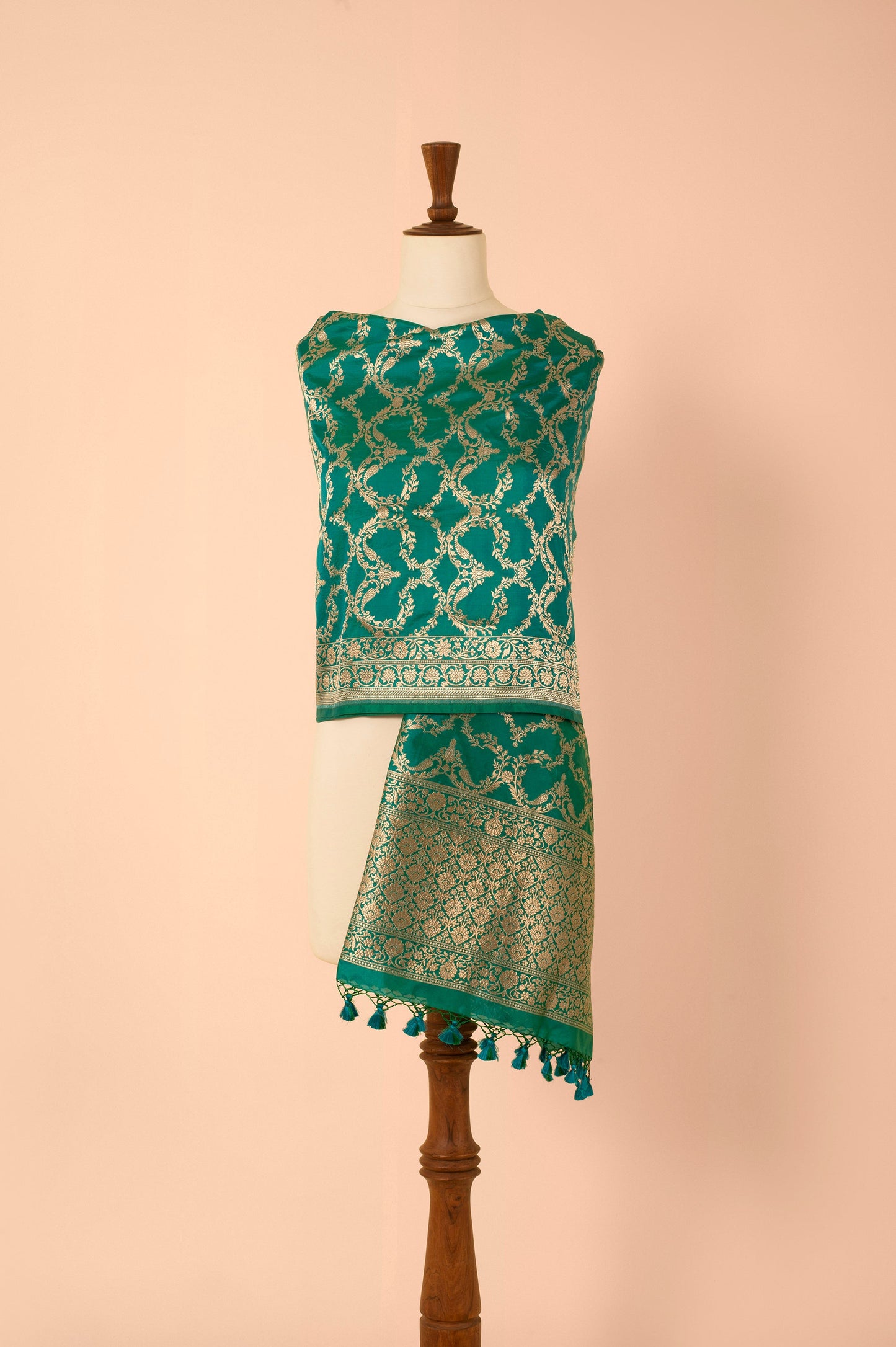 Handwoven Green Silk Dupatta