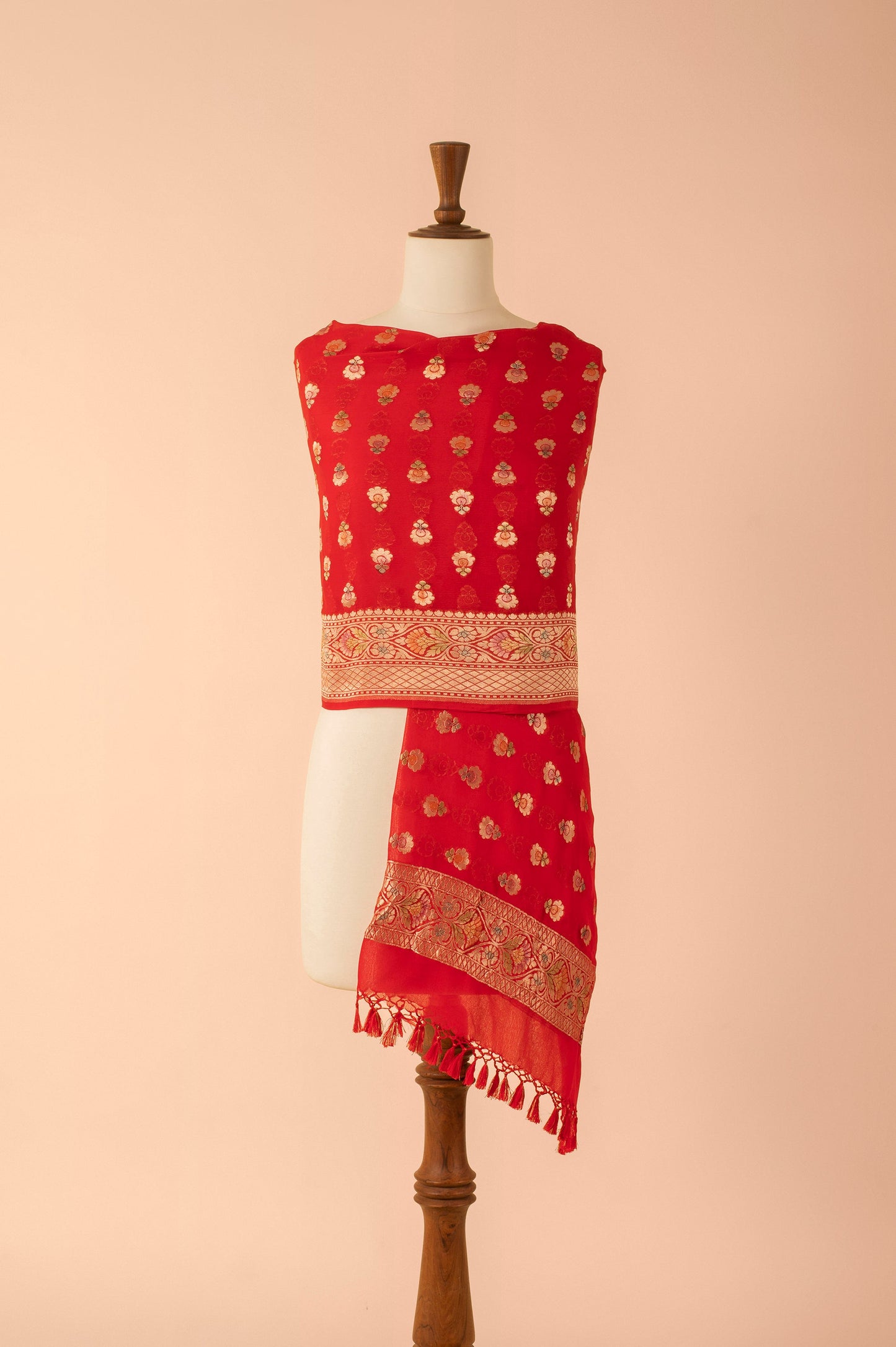 Handwoven Red Georgette Dupatta
