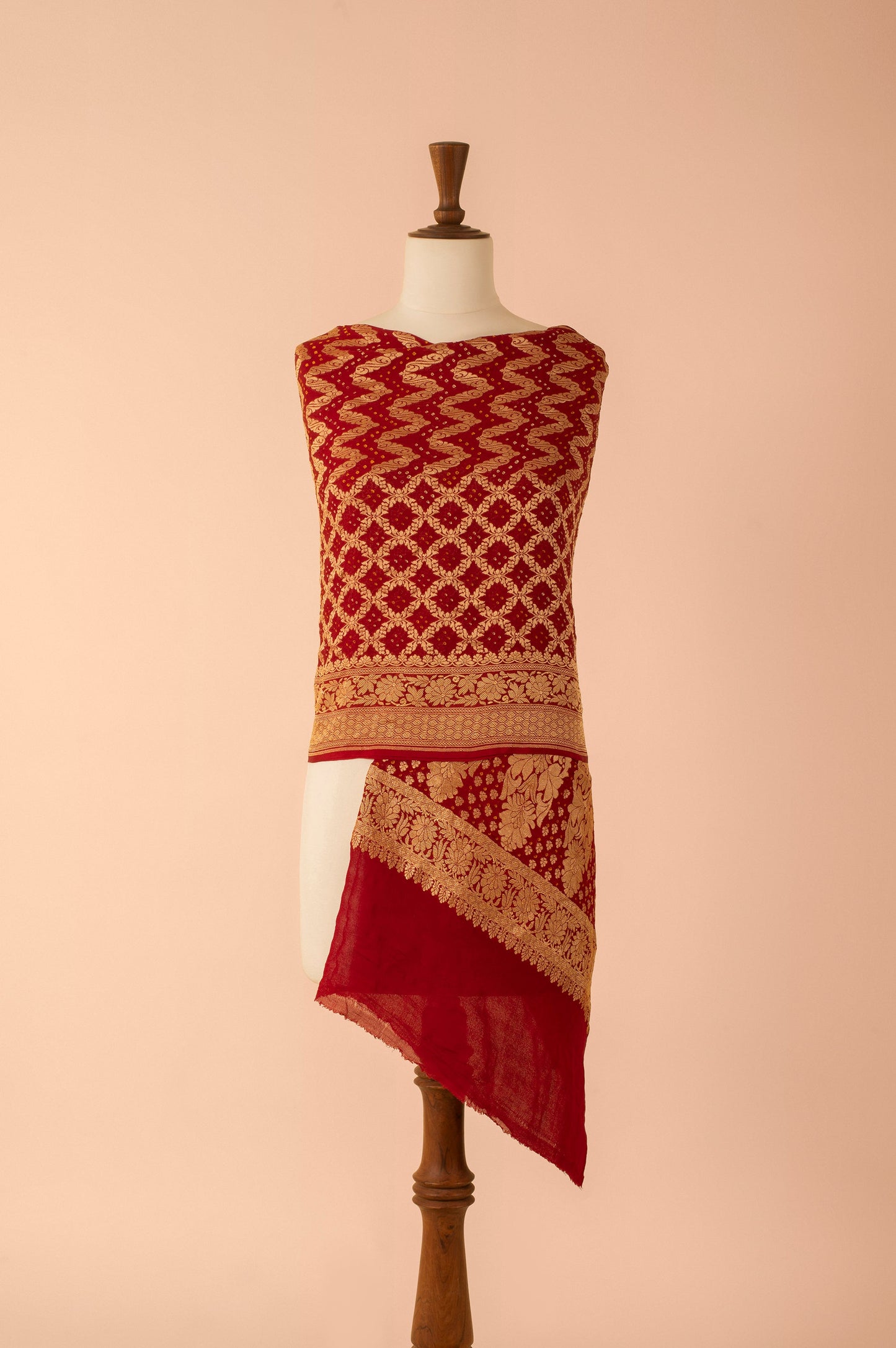 Handwoven Maroon Georgette Dupatta