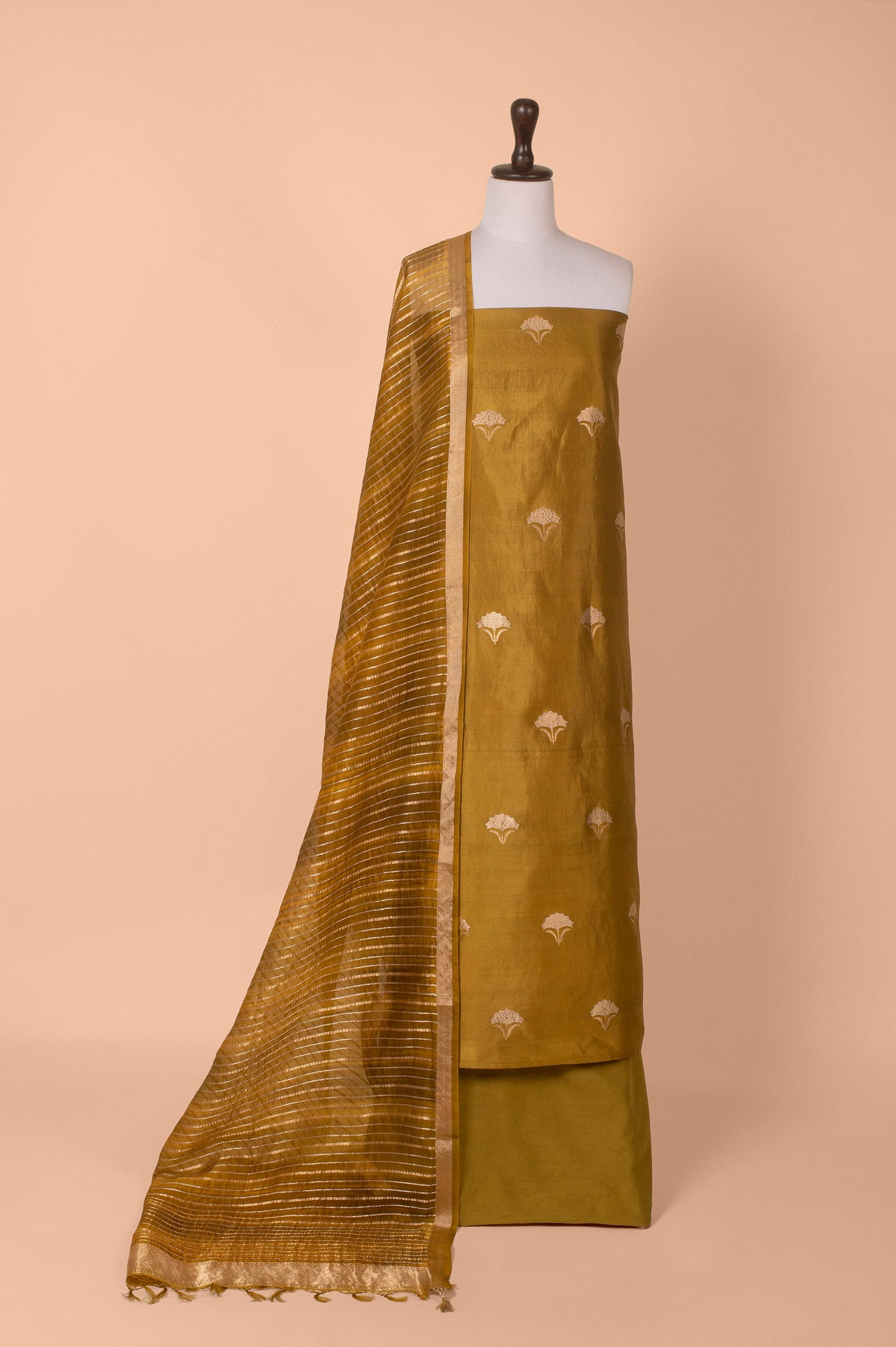 Handwoven Green Silk Suit Piece