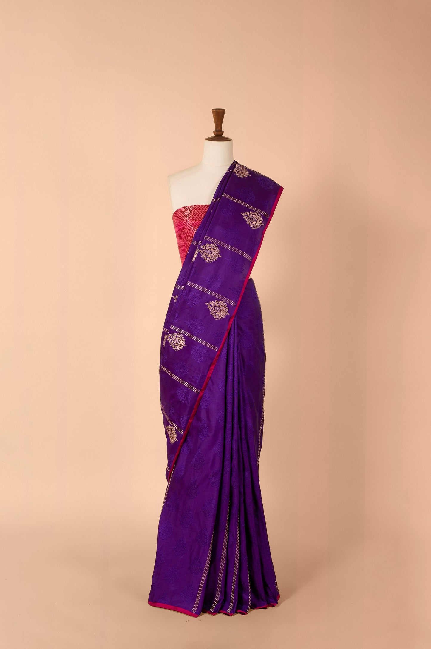 Handwoven Purple Satin Silk Sari