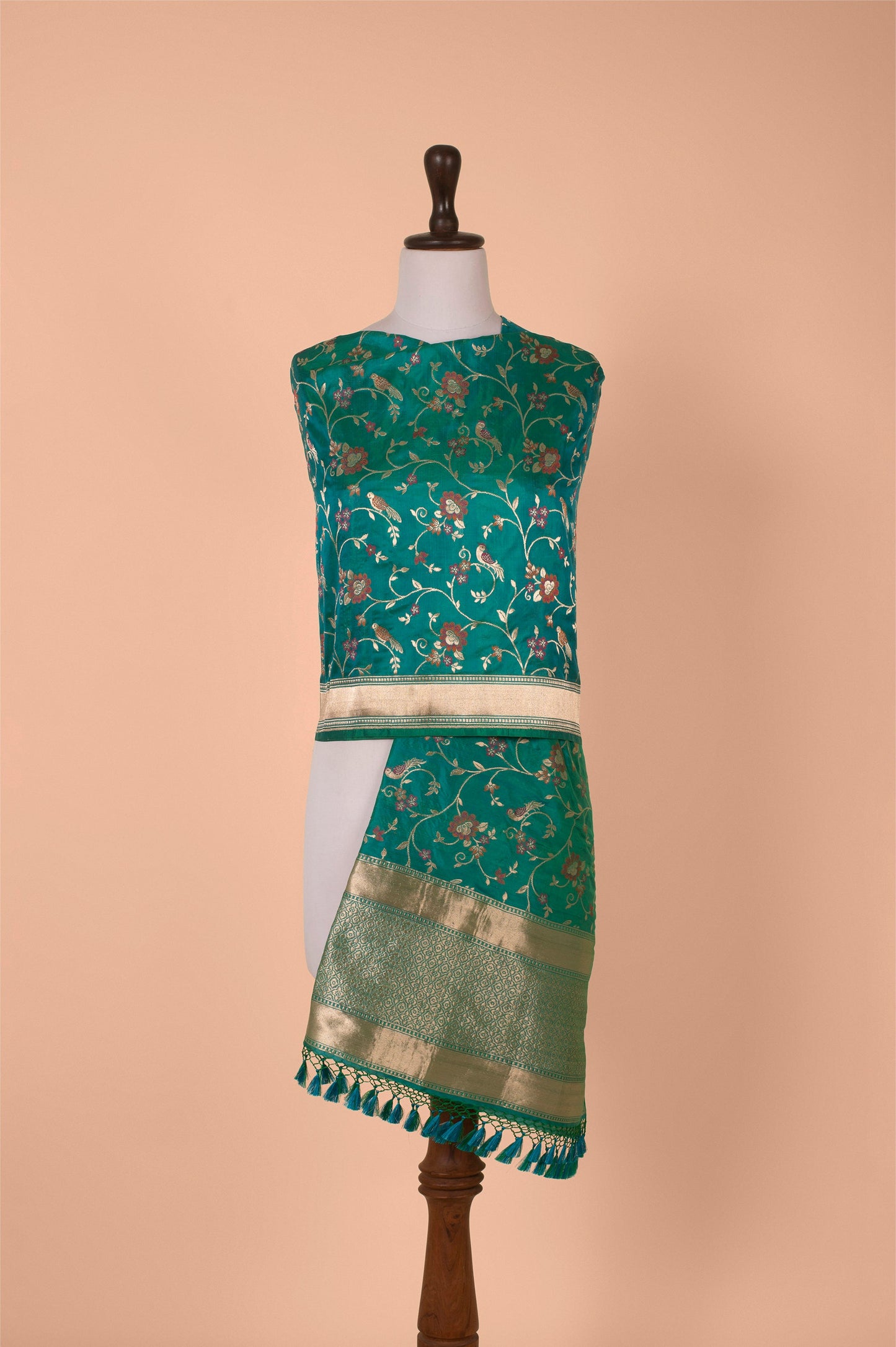 Handwoven Green Silk Dupatta