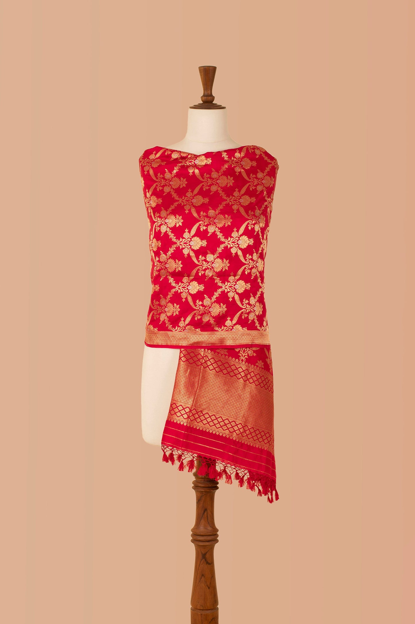 Handwoven Red Silk Dupatta