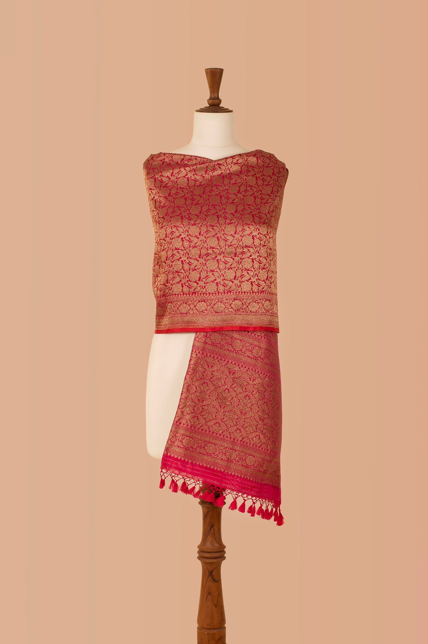 Handwoven Magenta Silk Dupatta