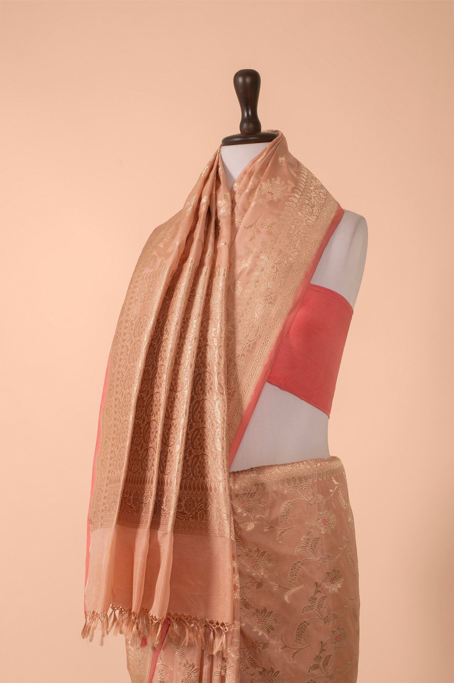 Handwoven Peach Silk Saree