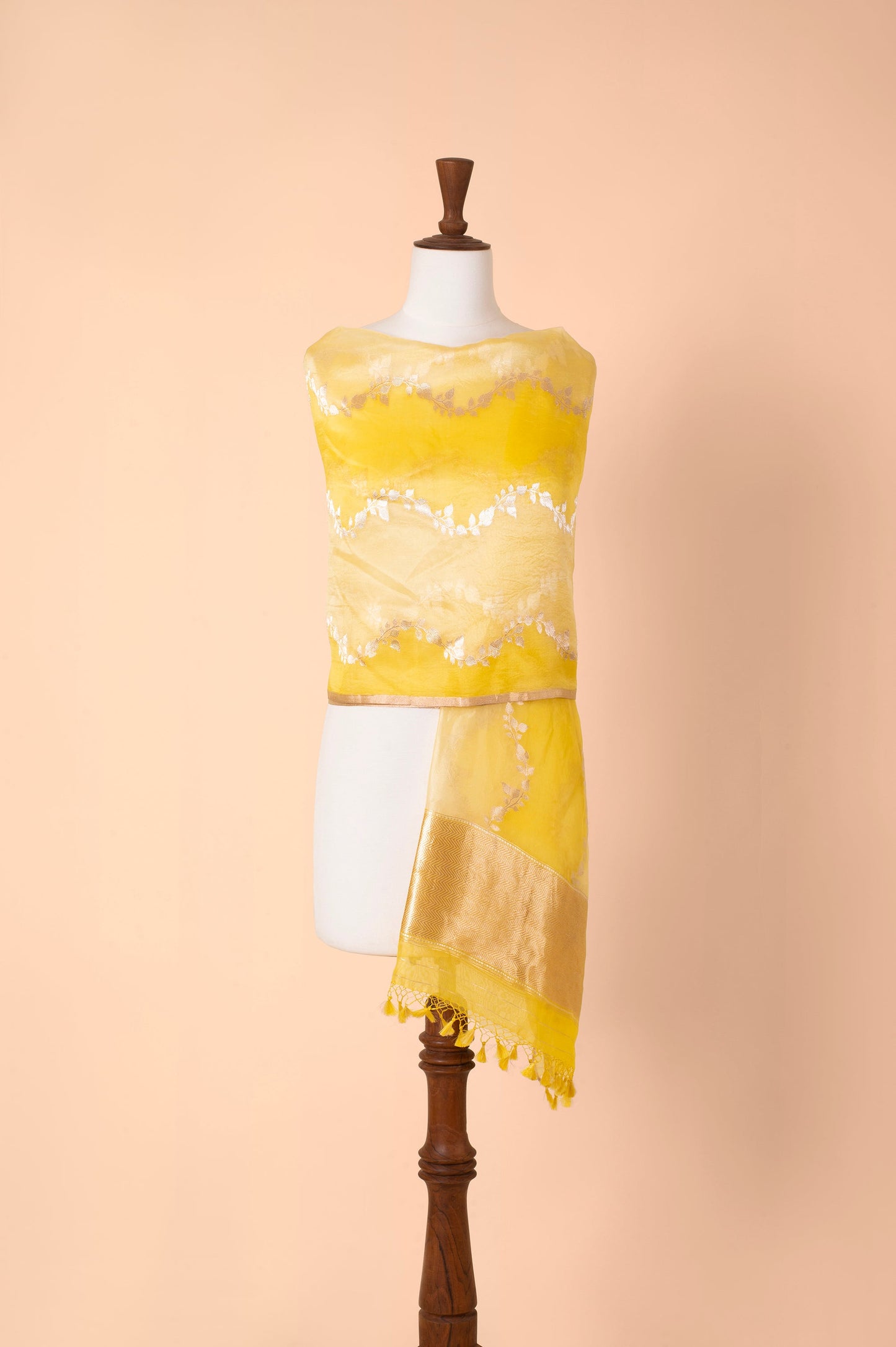 Handwoven Tuscany Yellow Organza Dupatta